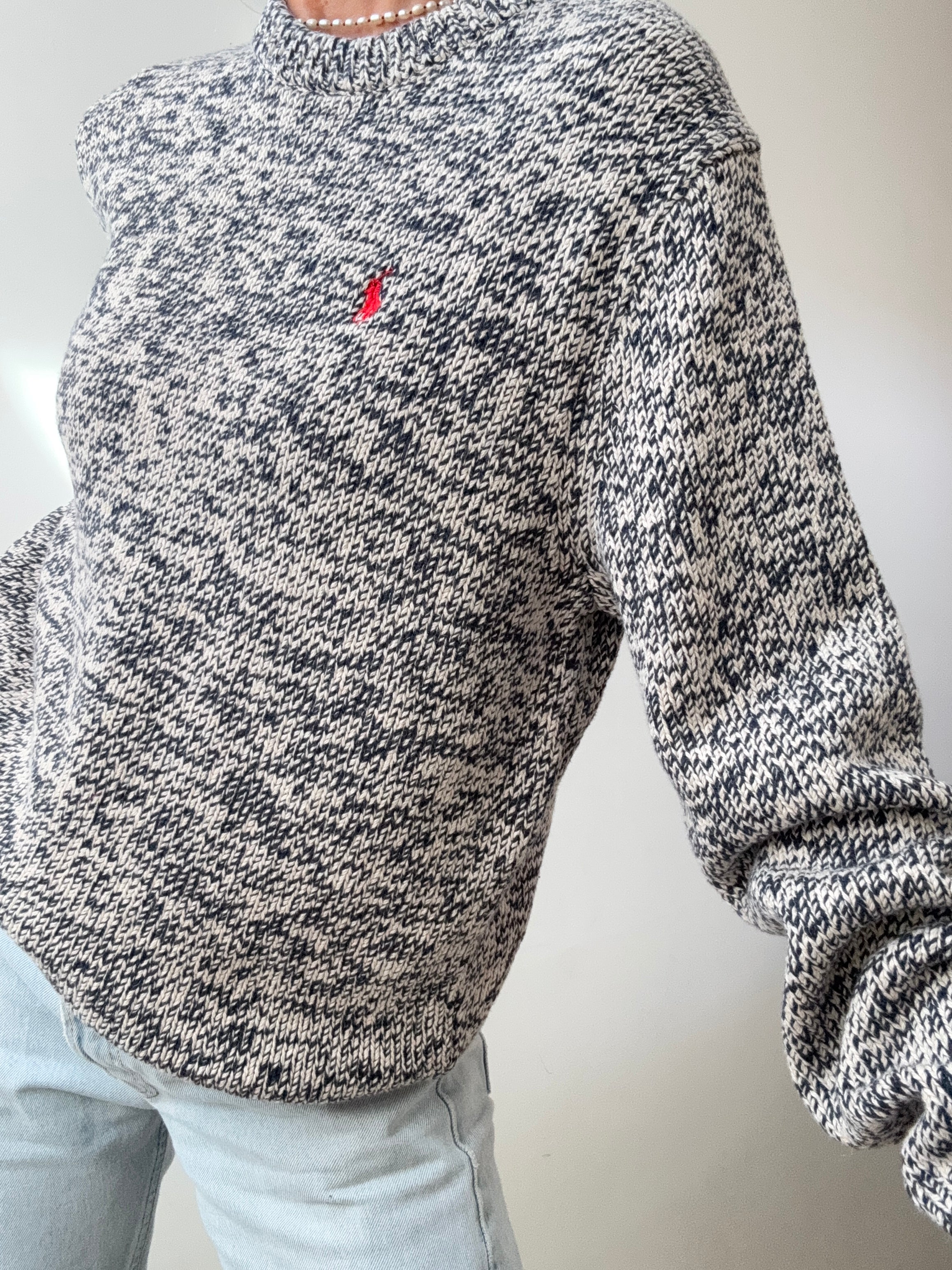 Ralph Lauren Navy White Mix Knit | Jumpers