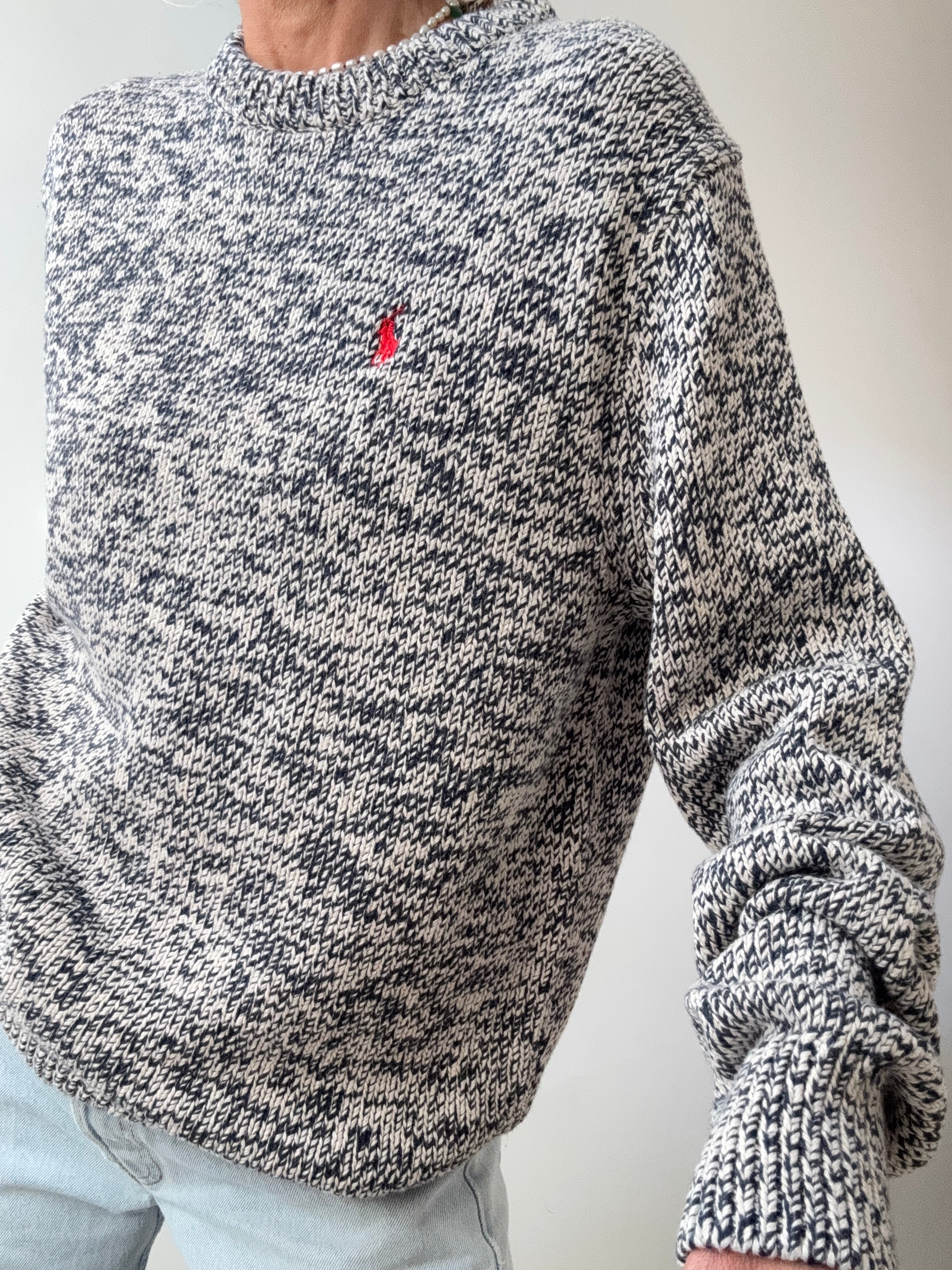 Ralph Lauren Navy White Mix Knit | Jumpers