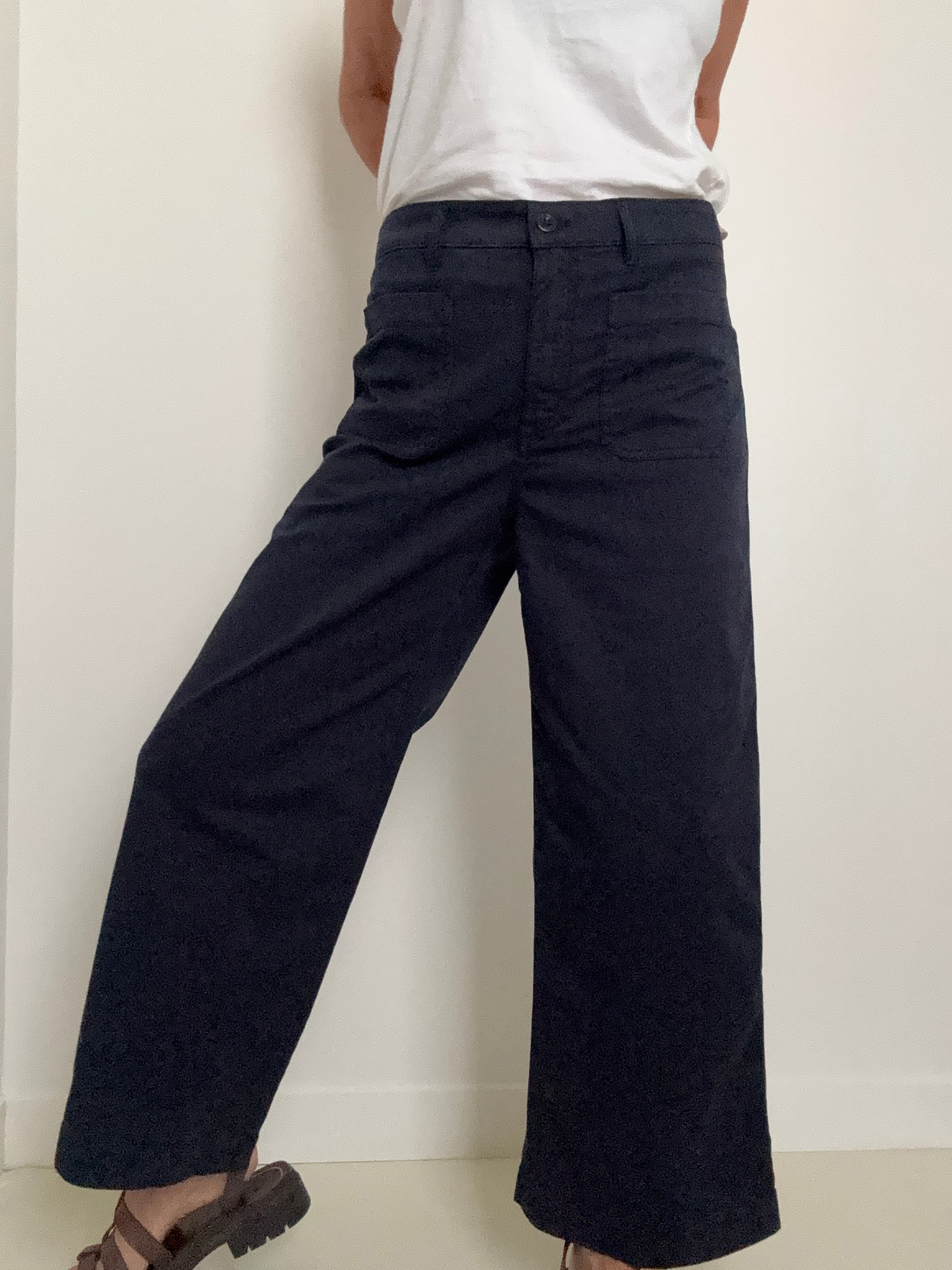 Denim Wide Leg Sailor Pants Navy | Pants
