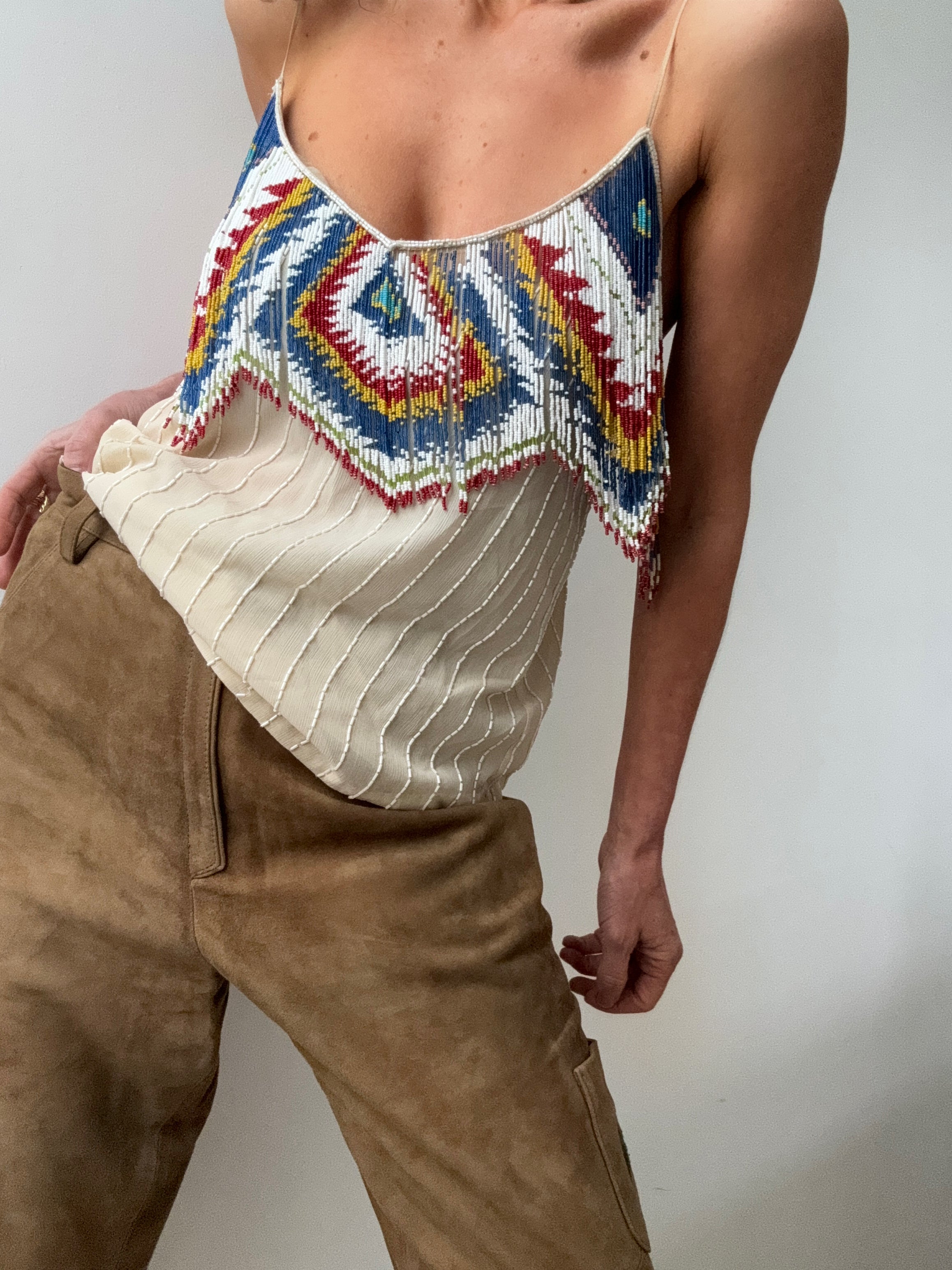 Ralph Lauren Tops Tassel Fringe Beaded Top