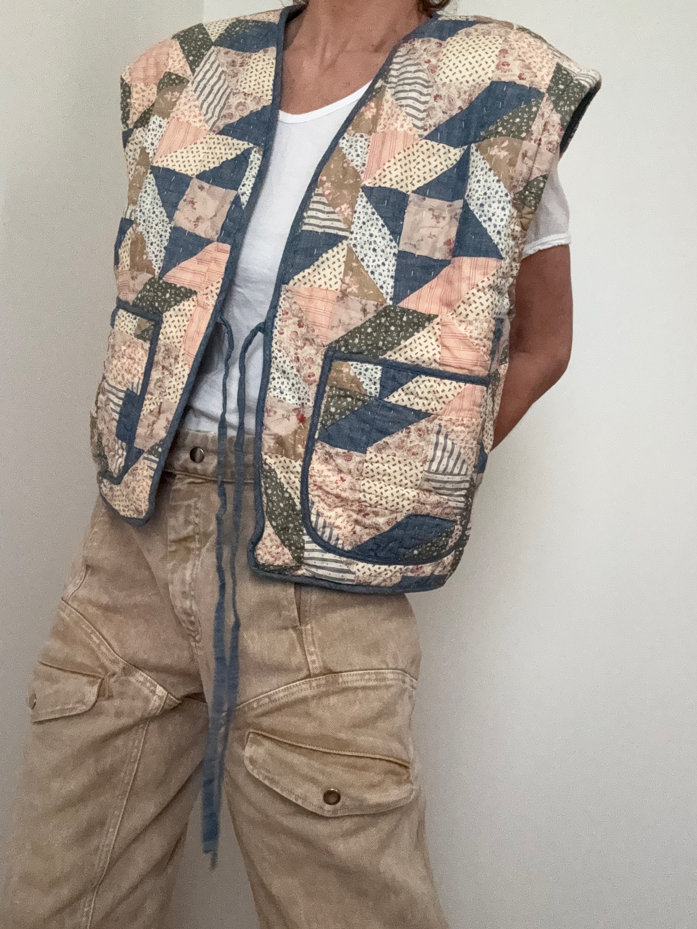 ポロ　ラルフローレン　リバーシブルパッチワークベスト　L Ralph Lauren ポロ ラルフ ローレン ジョーン リバーシブル パッチ