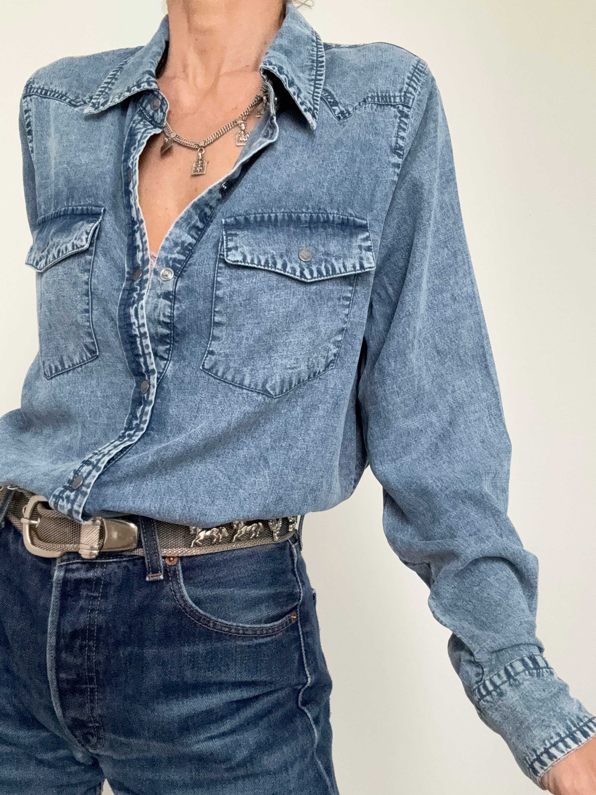 Camisa Metallic Denim | Shirts