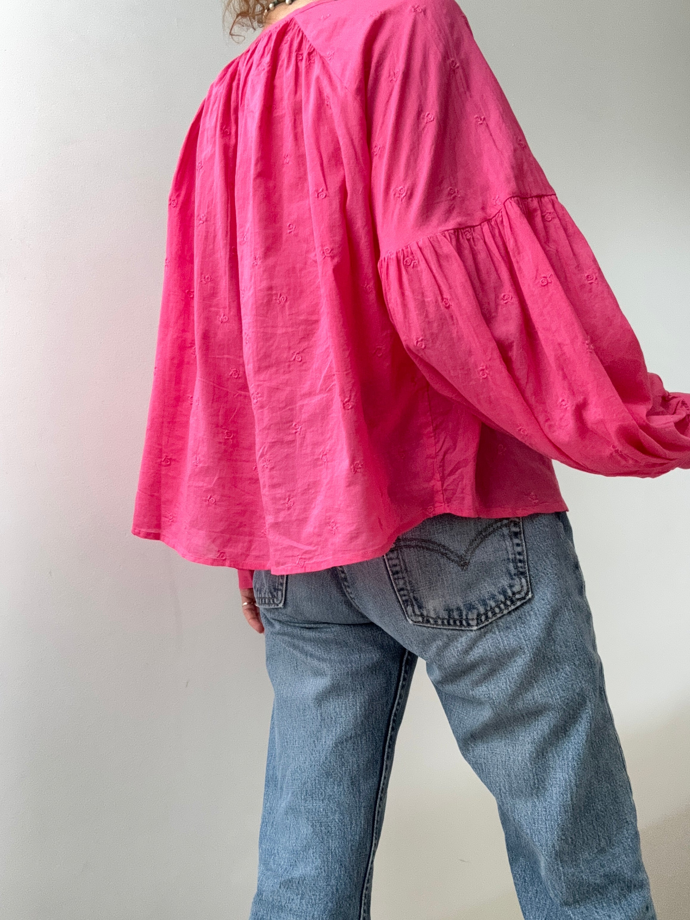 Scotch and Soda Shirts Voile Cotton Drop Shoulder Blouse Pink