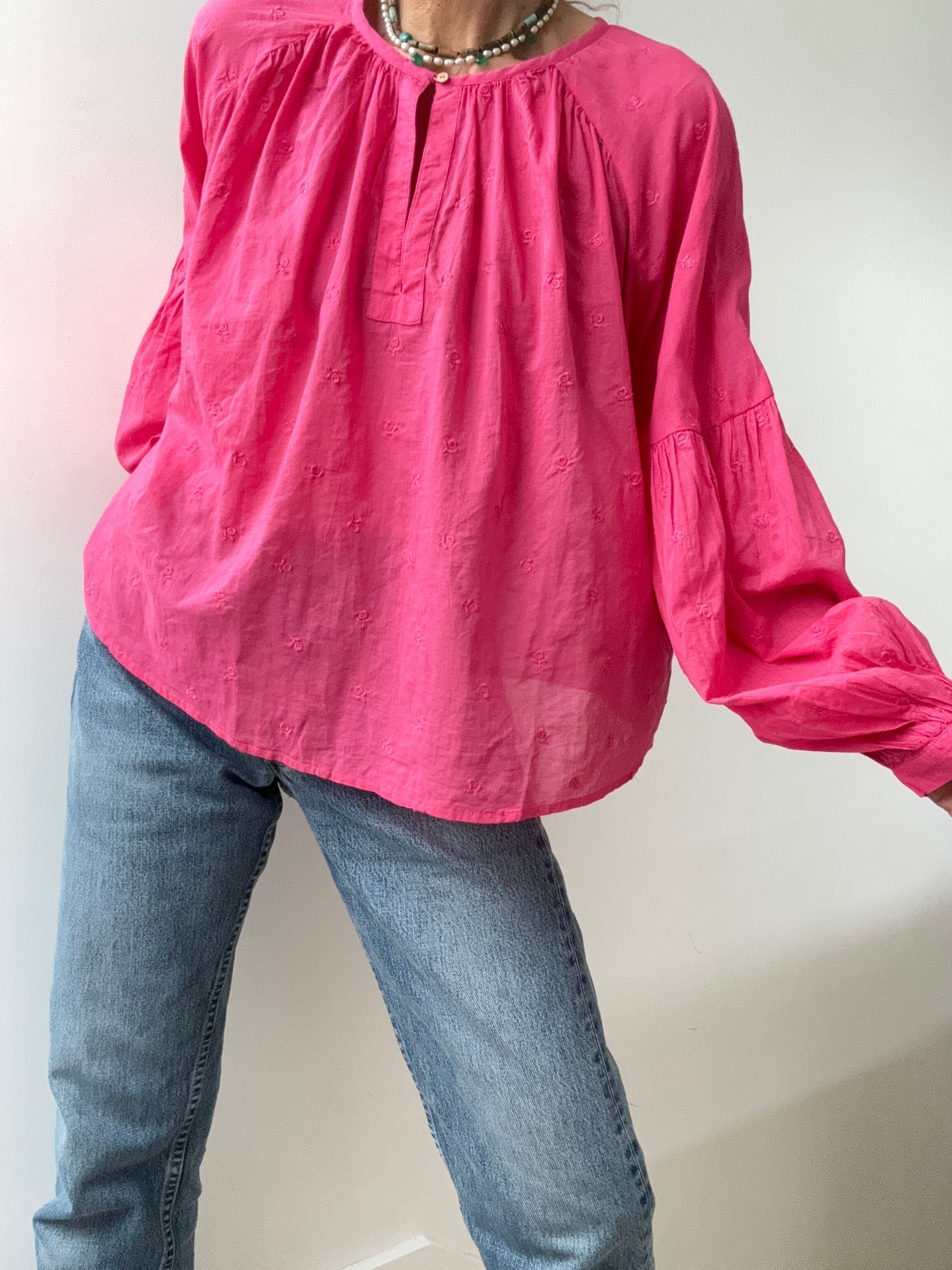 Scotch and Soda Shirts Voile Cotton Drop Shoulder Blouse Pink