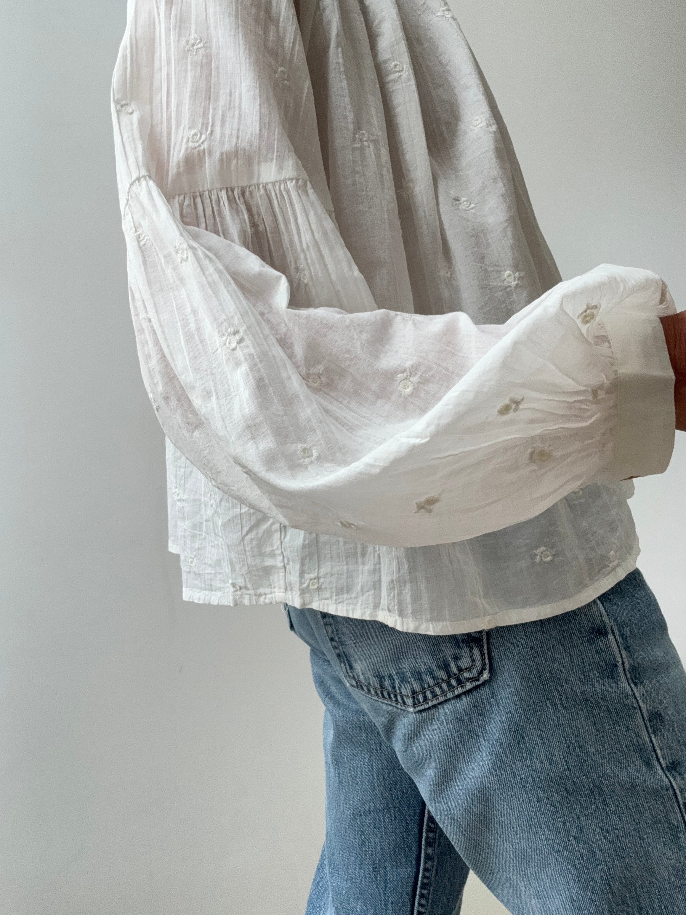 Scotch and Soda Shirts Voile Cotton Drop Shoulder Blouse White