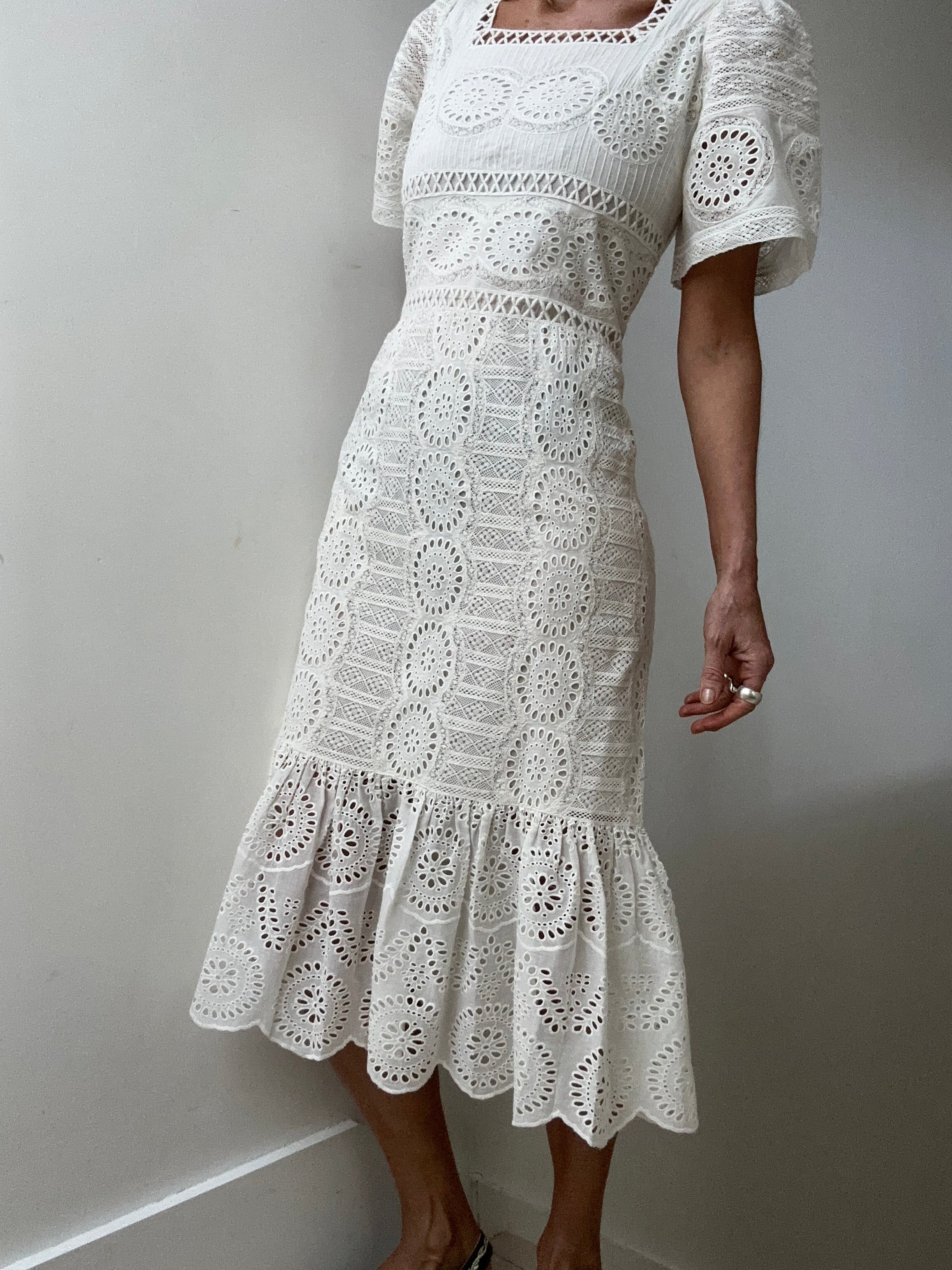 Sea Dresses Sea NY Square Neck Cotton Lace Dress White