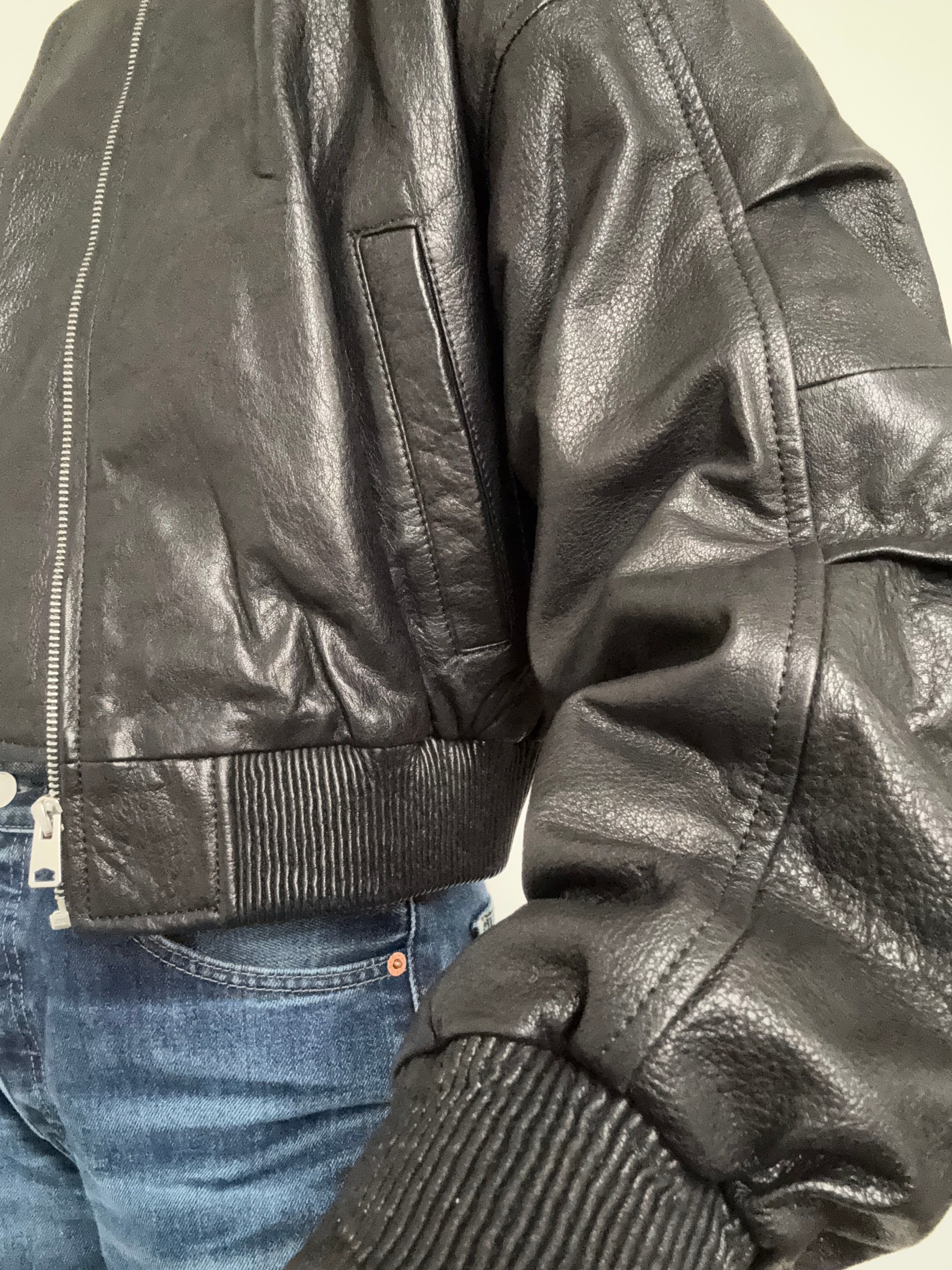 SKIN Jackets Leather Bomber Jacket Midnight Pebble