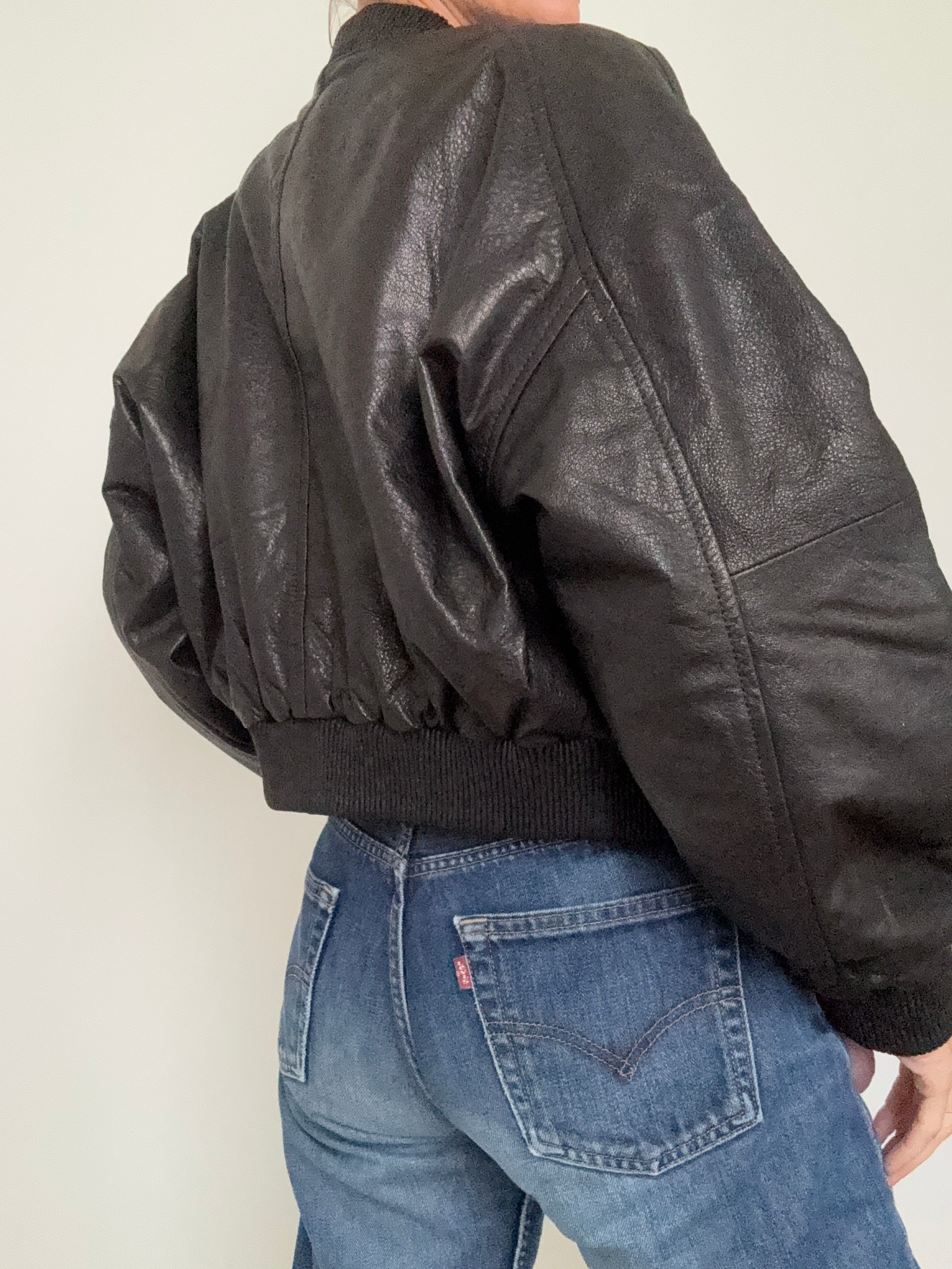 SKIN Jackets Leather Bomber Jacket Midnight Pebble