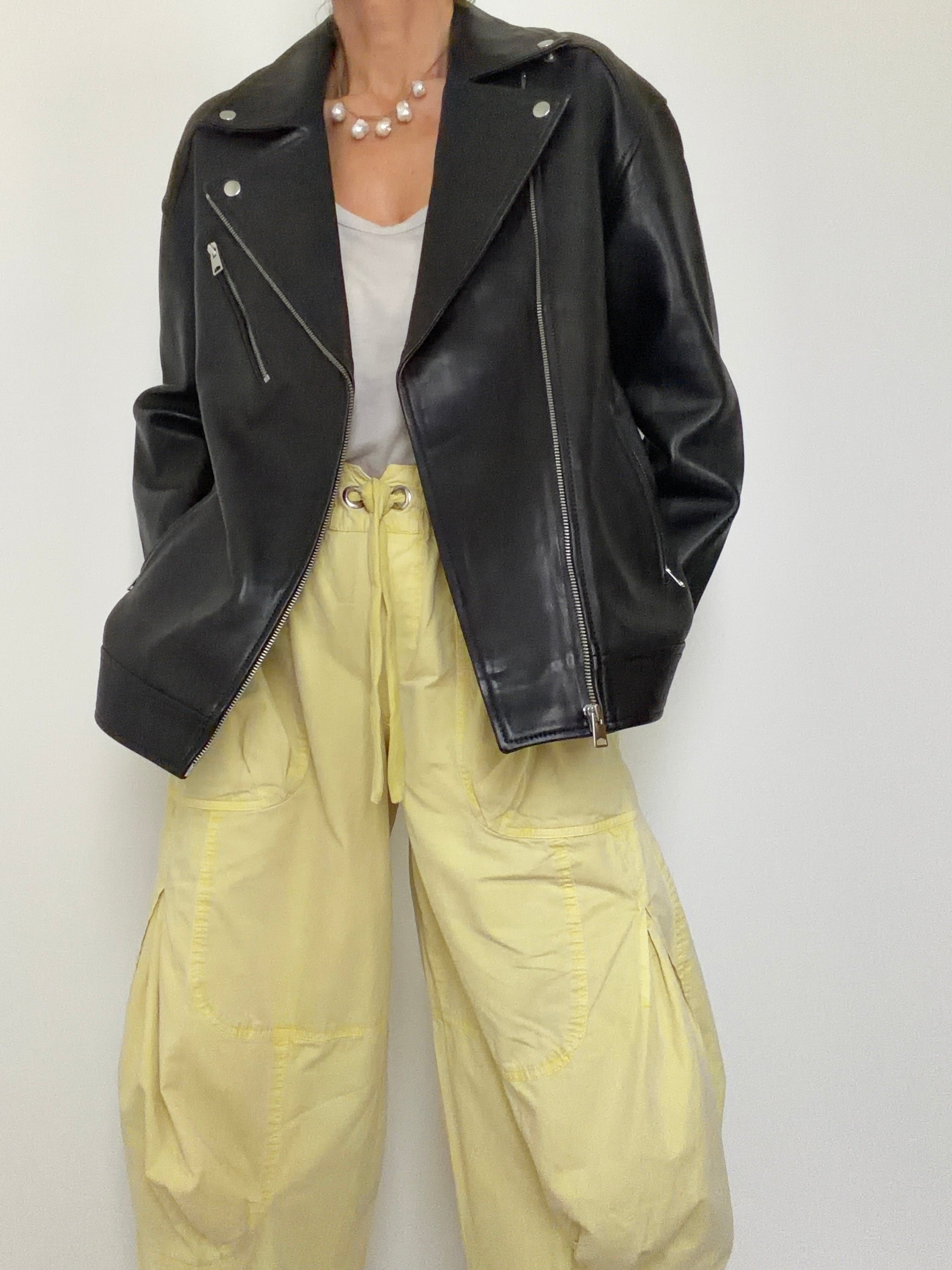 SKIN Jackets Oversized Leather Biker Midnight