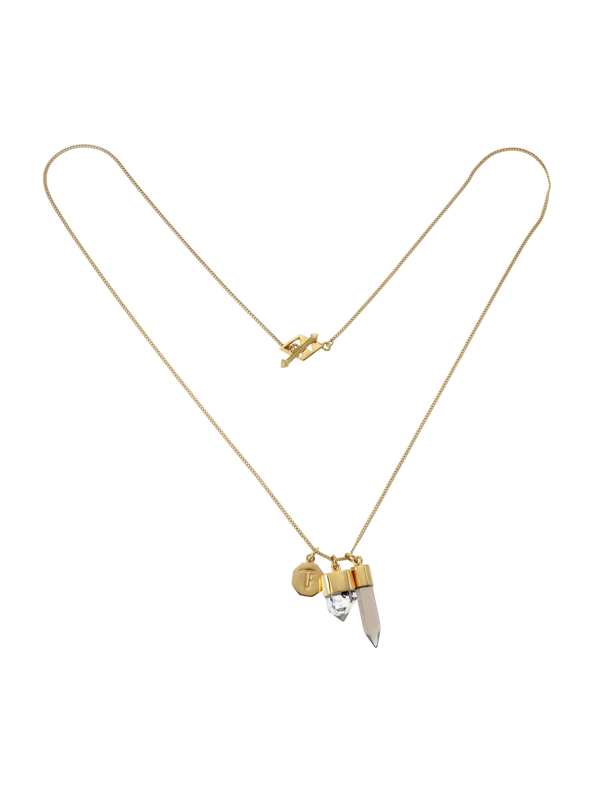 Tiger Frame Necklaces Gold Super Power Charm Necklace - Smokey with Diamond Quartz