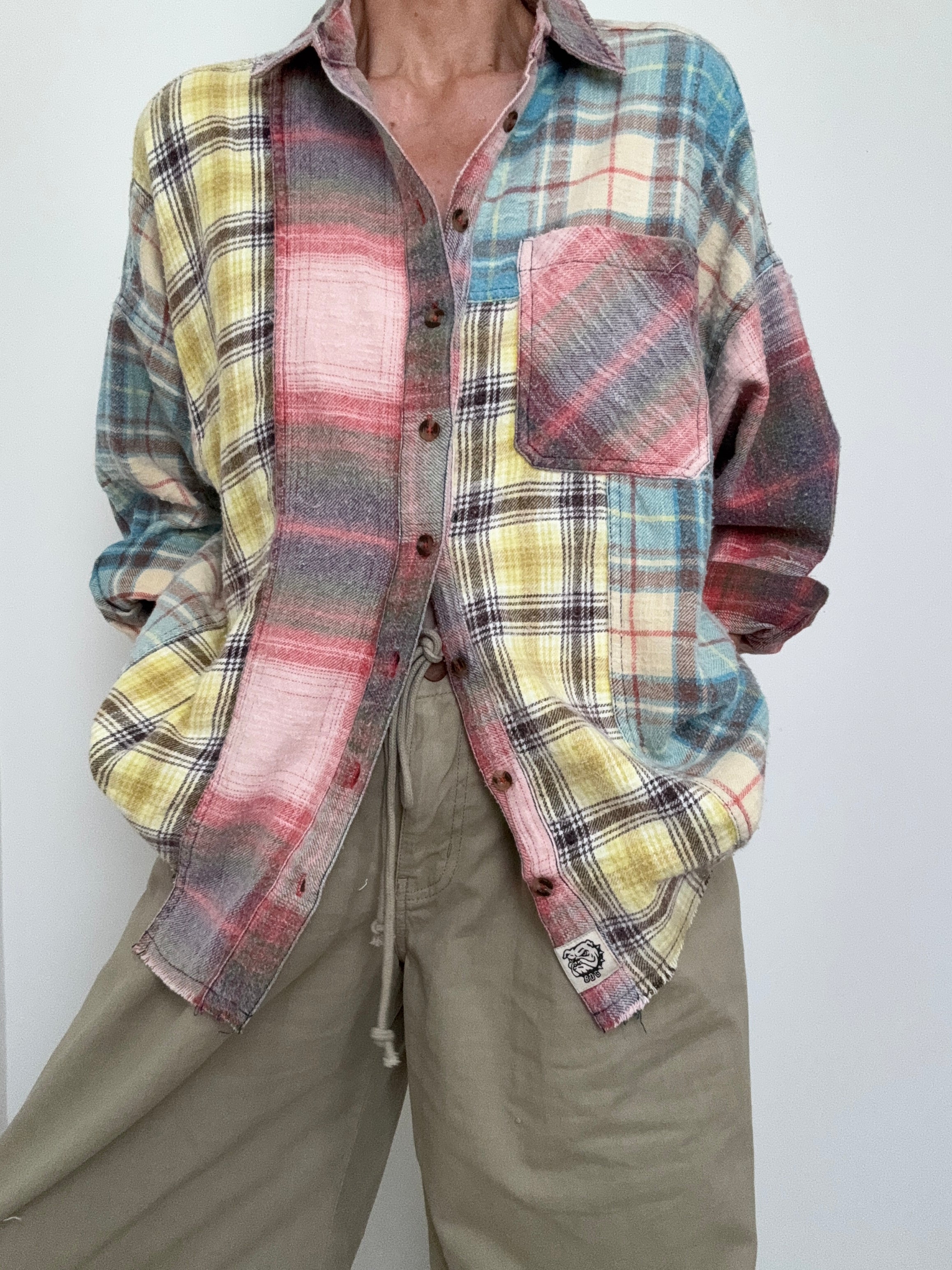 urban outfitters Shirts Pastel Patchwork Flannel Shirt
