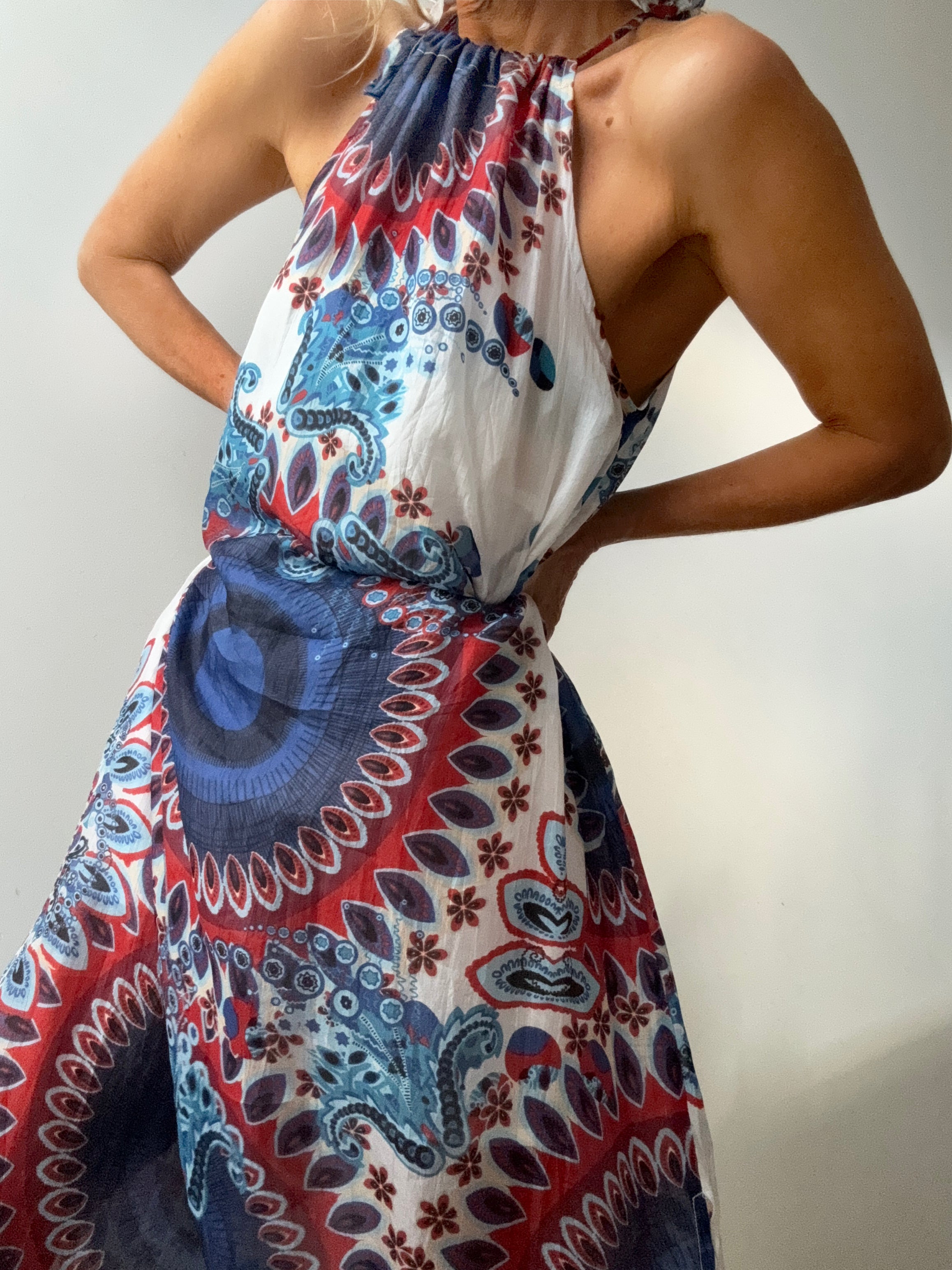 Verdissima Dresses Handprinted Silk Maxi Dress Isla