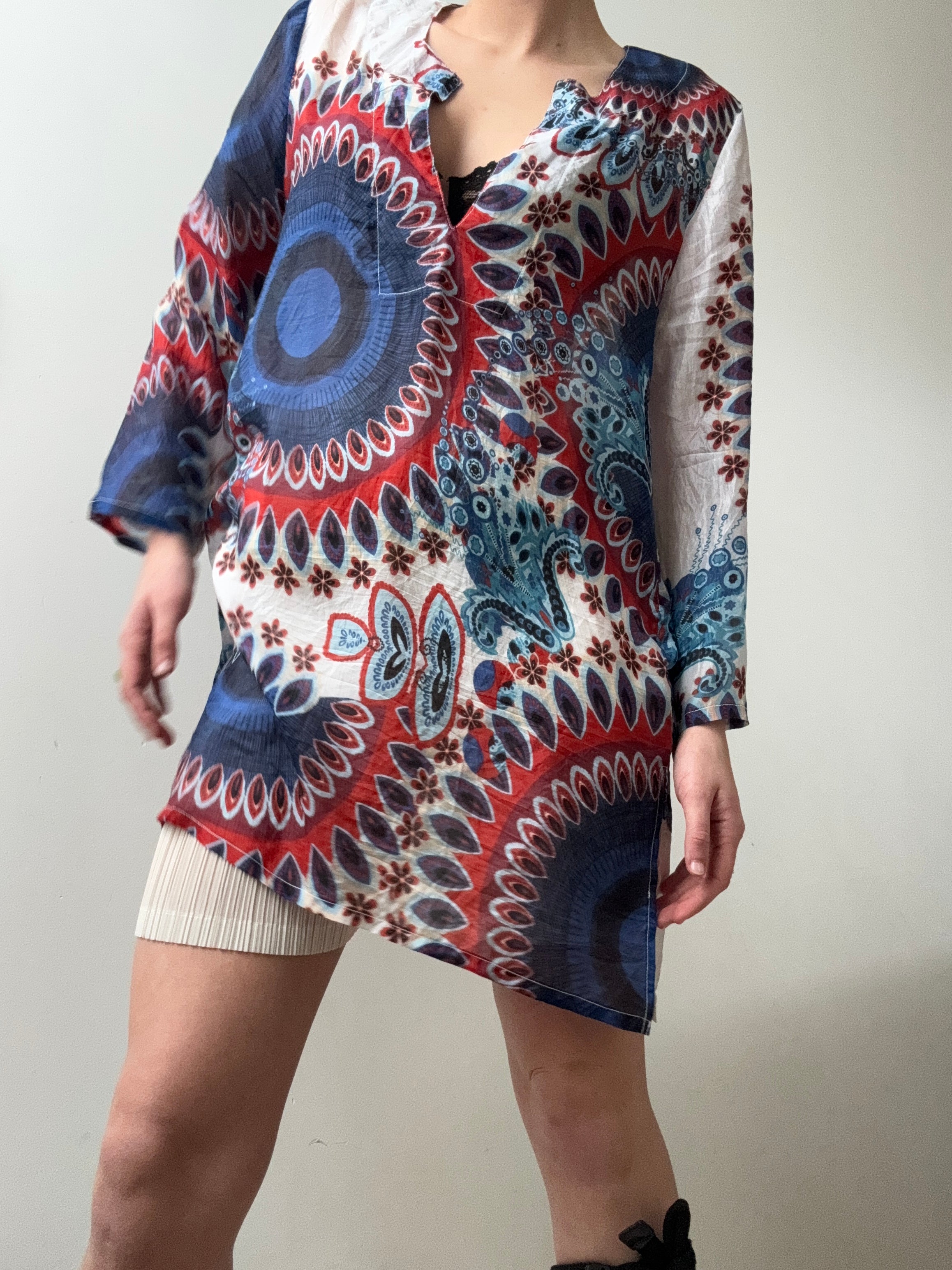 Verdissima Kaftans Handprinted Silk Kaftano Corto Isla