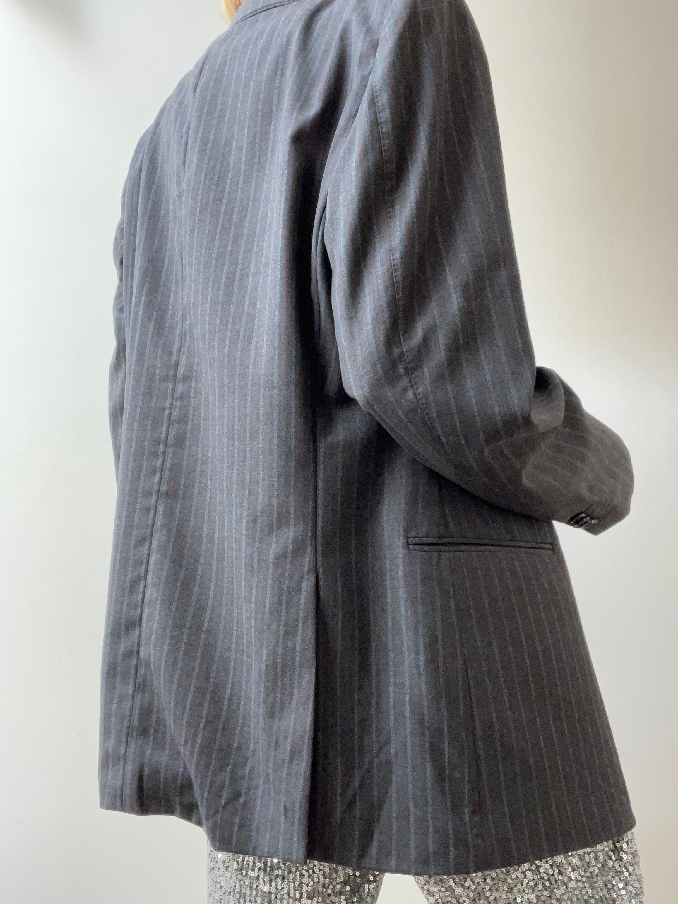 Armani Jackets Large - XLarge Charcoal with Chocolate Pinstripe Blazer