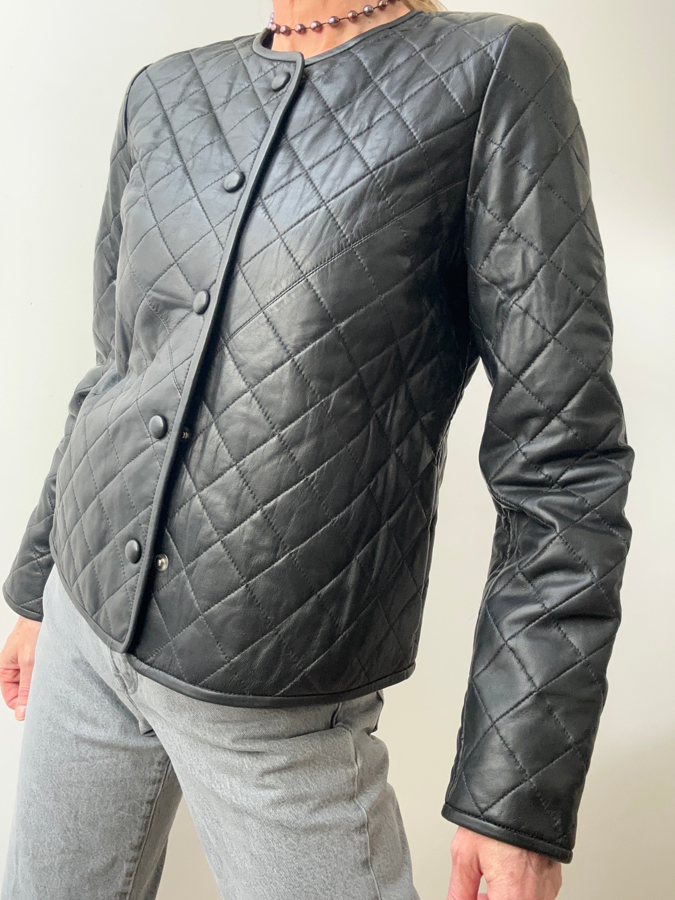 Caroll Paris Jackets Quilted Leather Jacket Black
