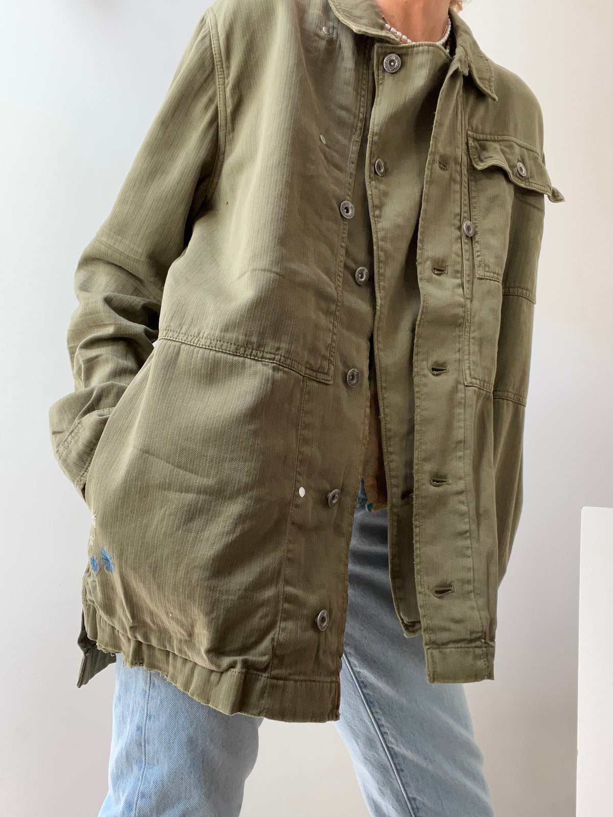 Free People Embroidered Military Jacket