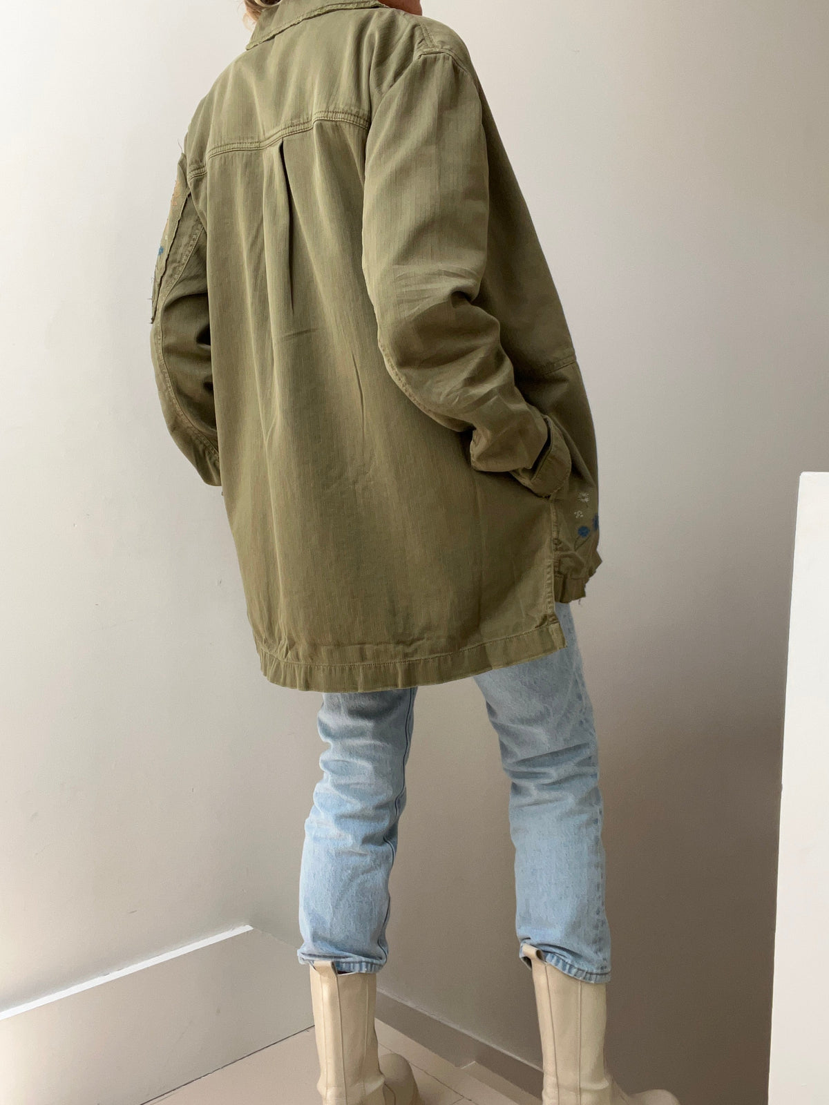 Free People Embroidered Military Jacket