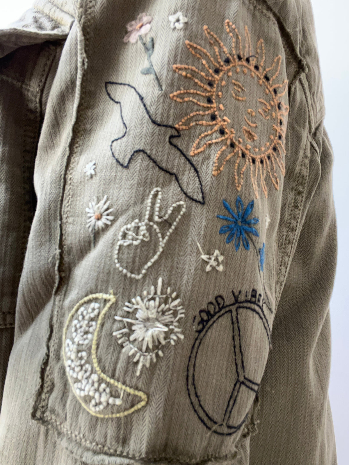 Free People Embroidered Military Jacket