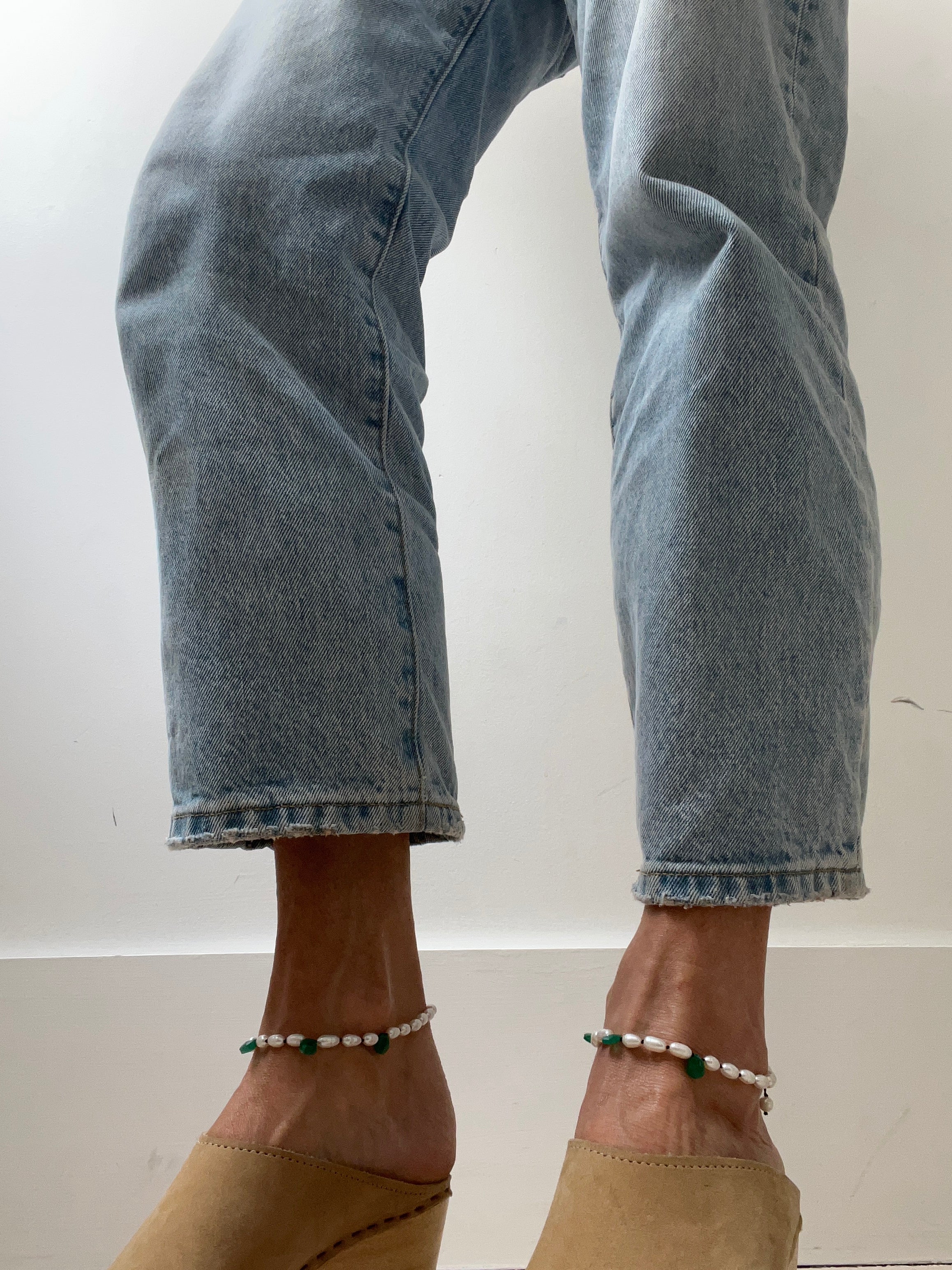 Future Nomads Anklets Pearl / 55cm-75cm Hand Knotted Gem & Pearl Anklet