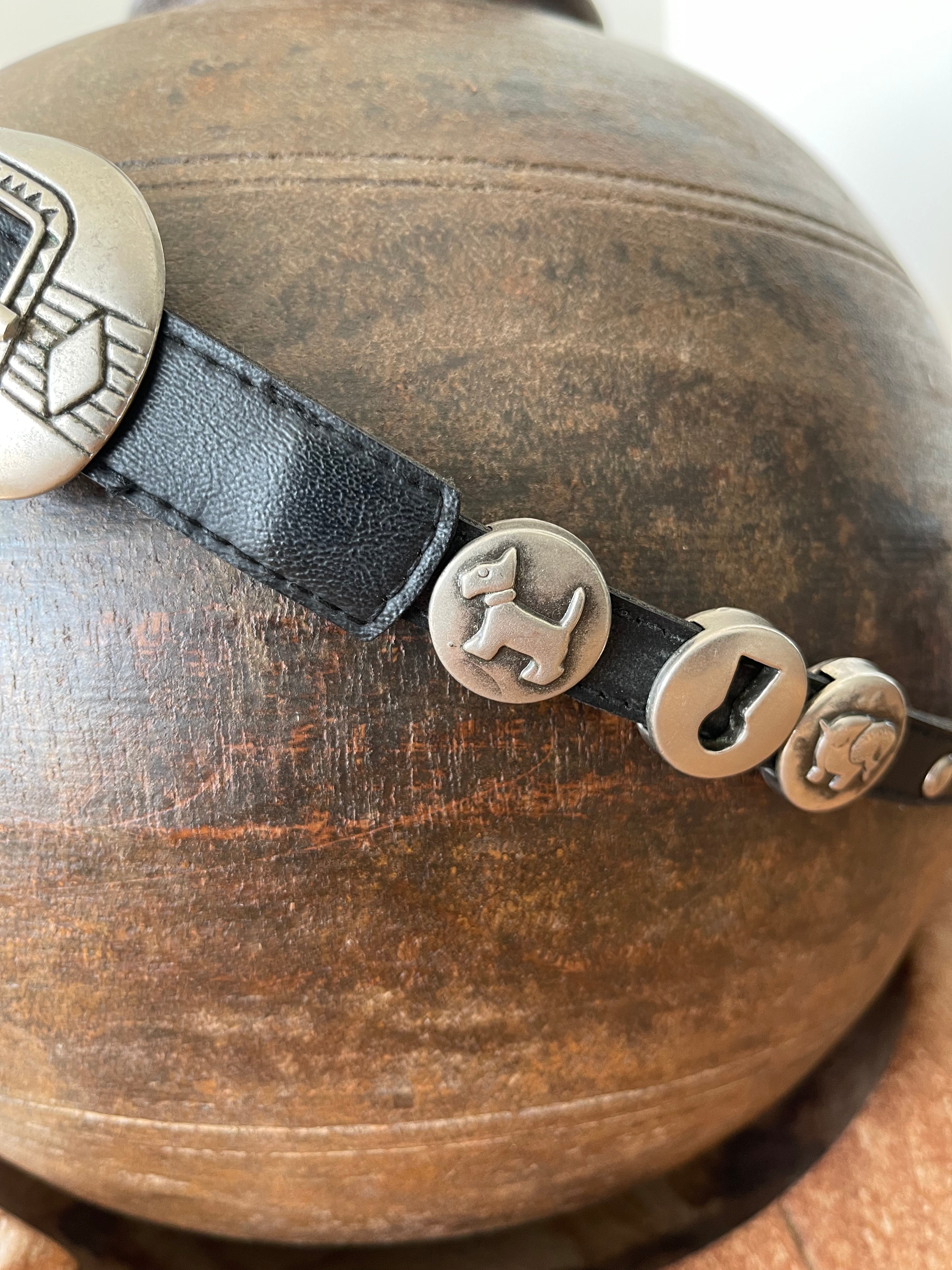 Future Nomads Belts 100cm Vintage Thin Black and Silver Belt 2