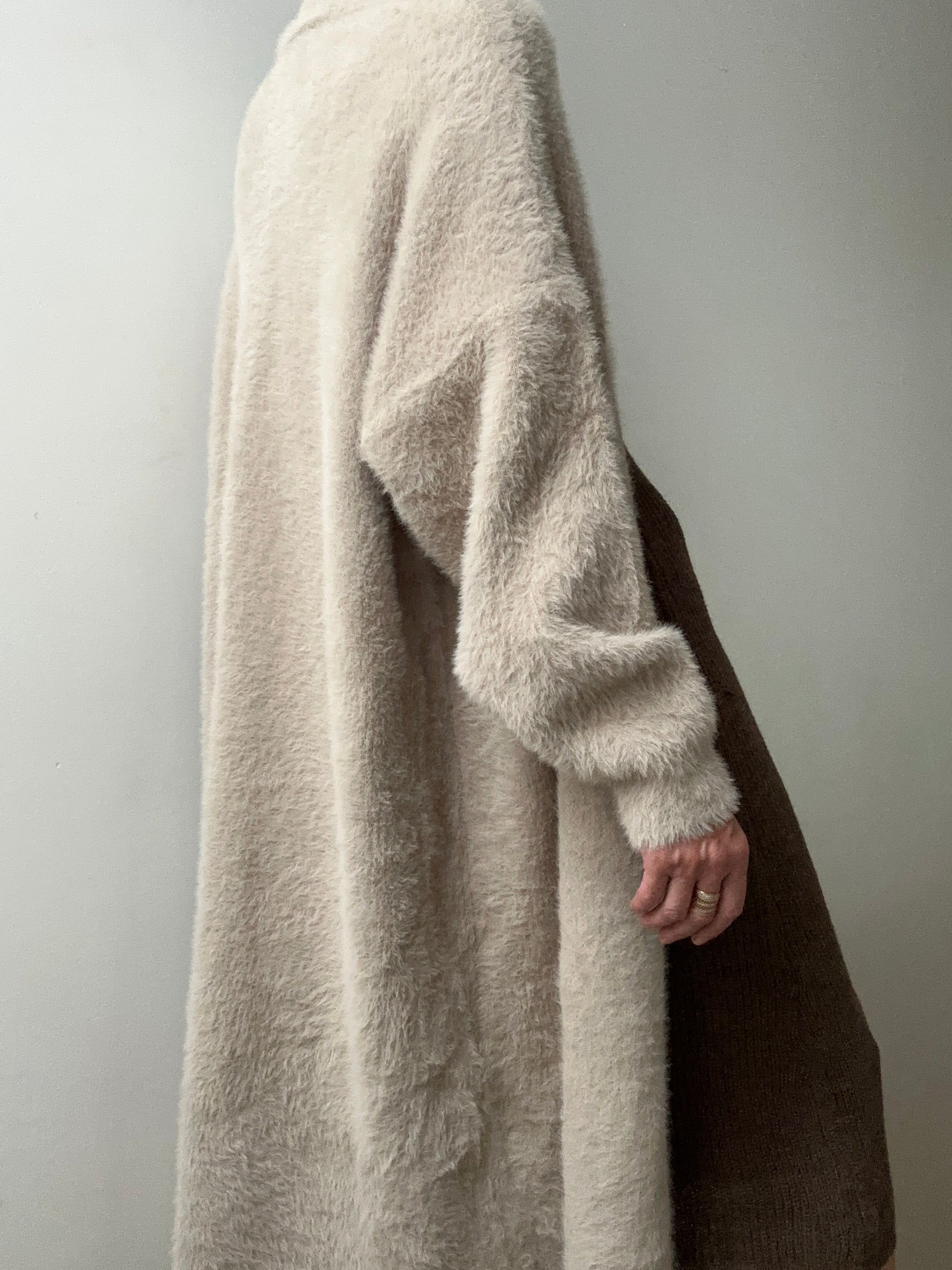 Future Nomads Cardigans One Size Long Knit Coat Cardigan Beige