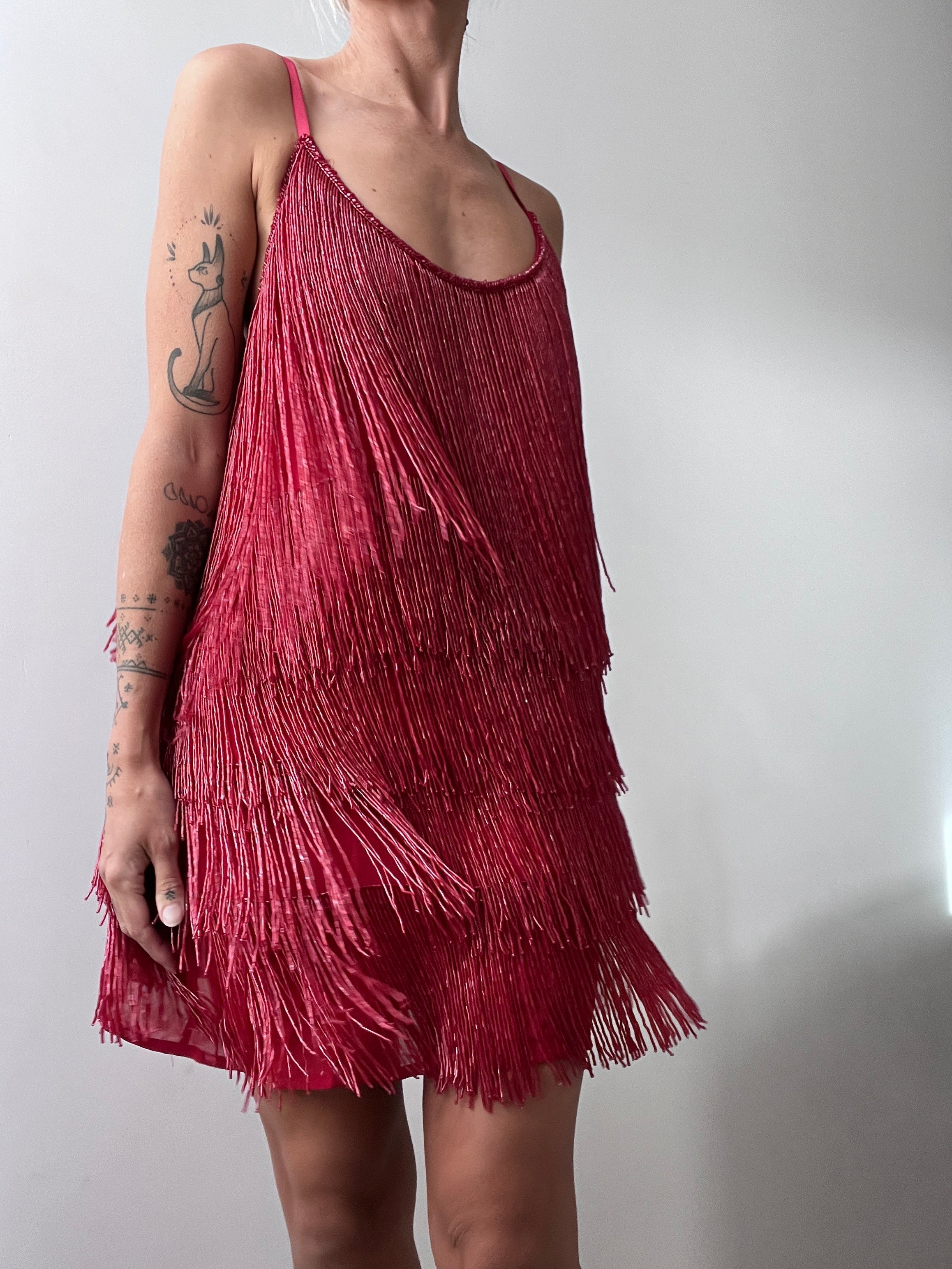 Sequin fringe dress on sale zara