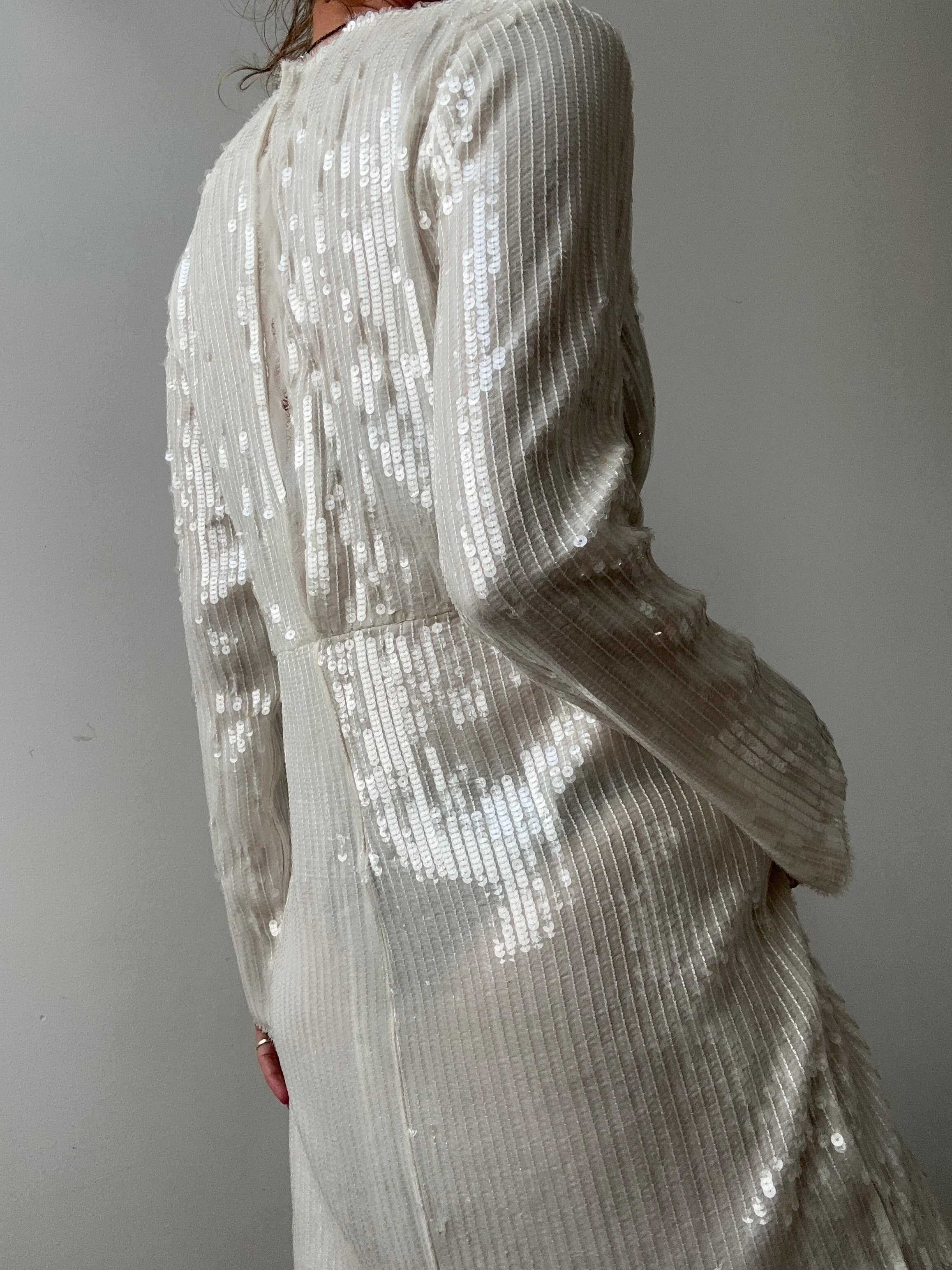 Future Nomads Dresses White on White Sequin Mini Dress