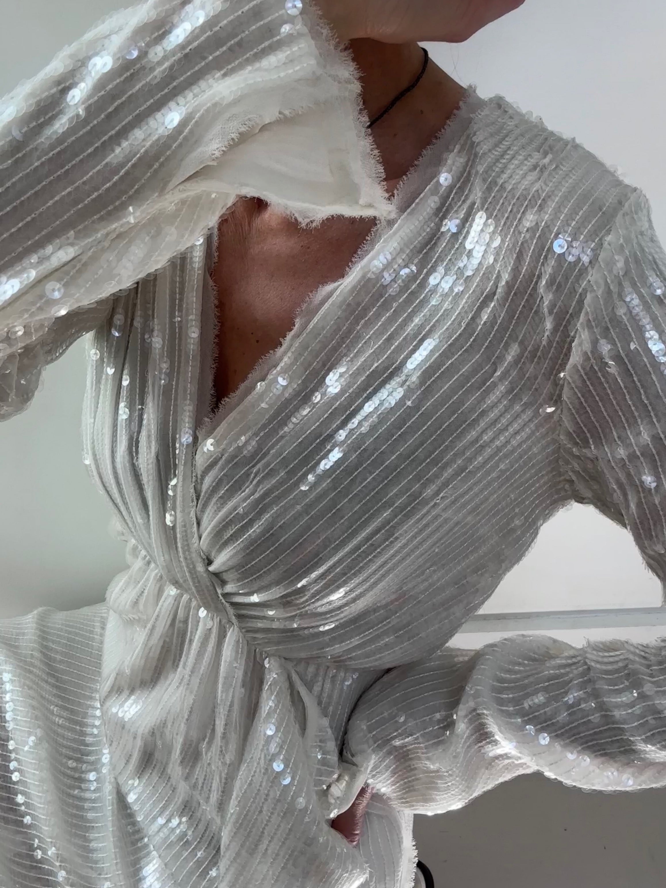 White on White Sequin Mini Dress | Dresses