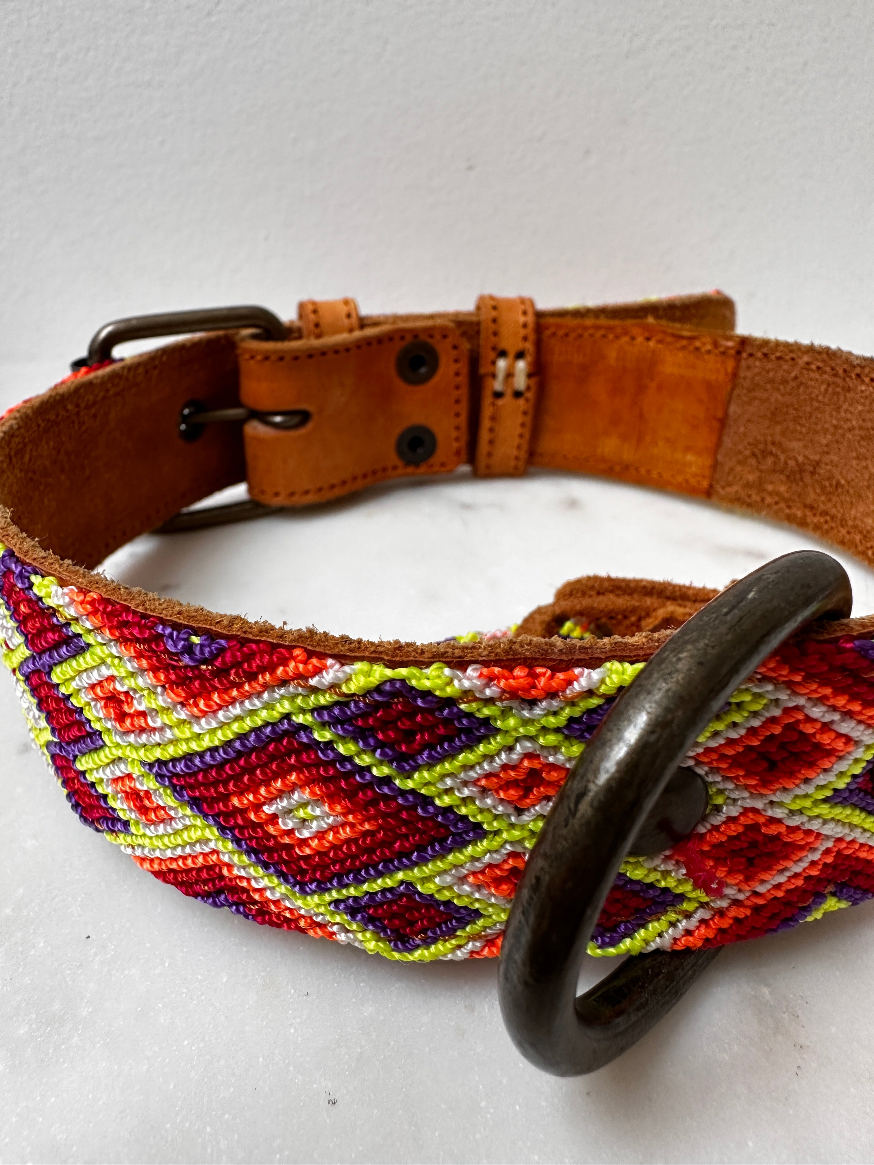 Future Nomads Homewares One Size Huichol Embroidered Wide Dog Collar L1