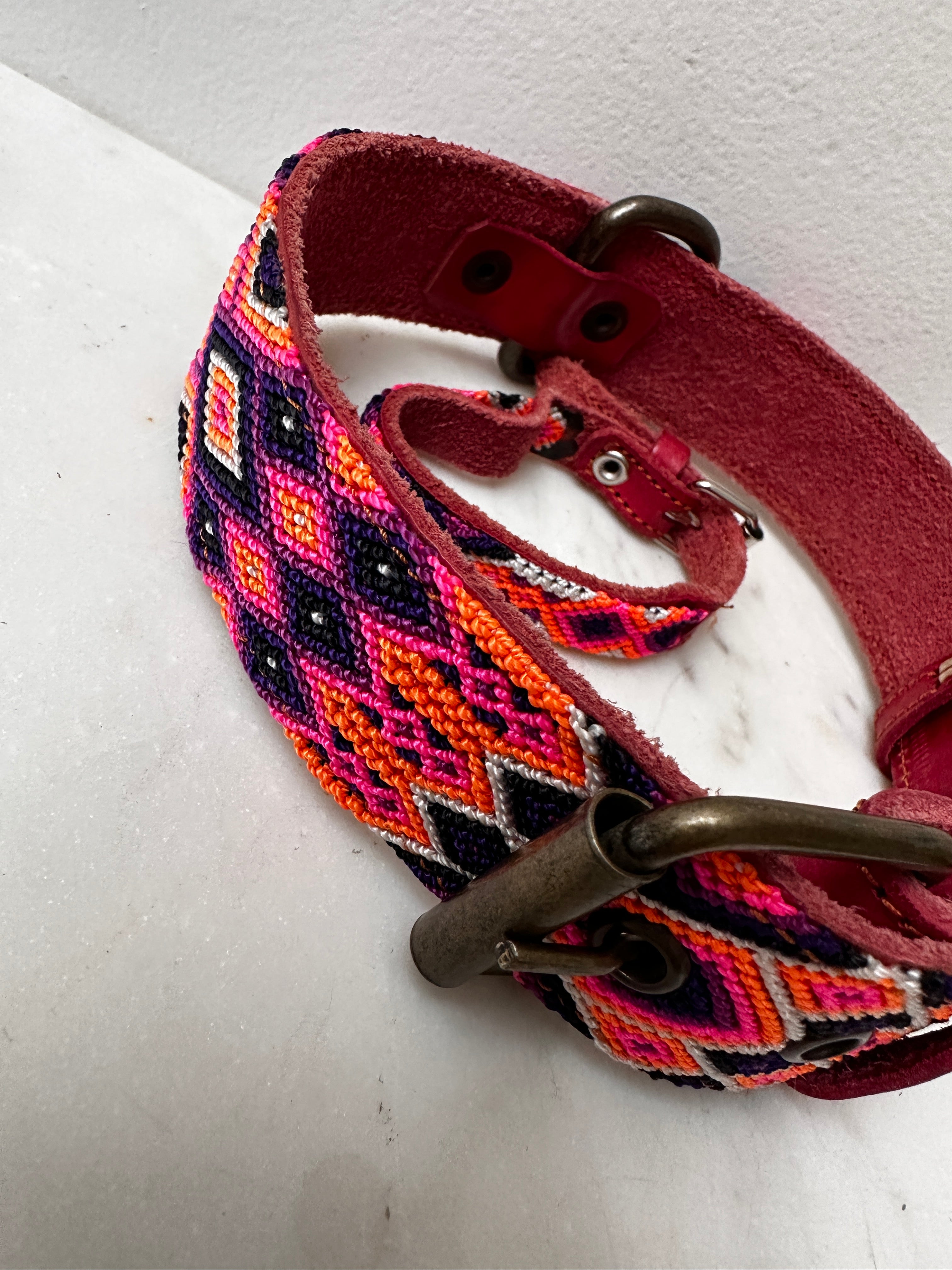 Future Nomads Homewares One Size Huichol Embroidered Wide Dog Collar L2