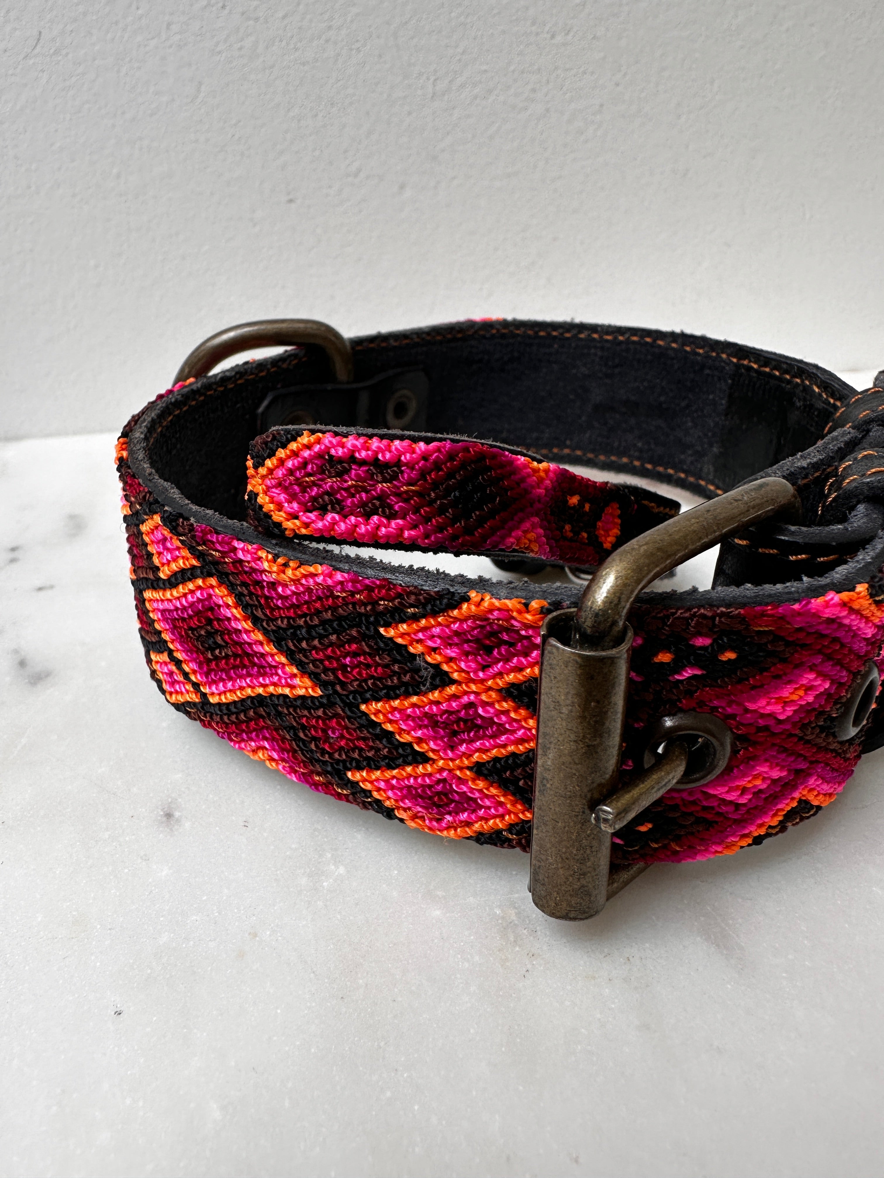 Future Nomads Homewares One Size Huichol Embroidered Wide Dog Collar M4