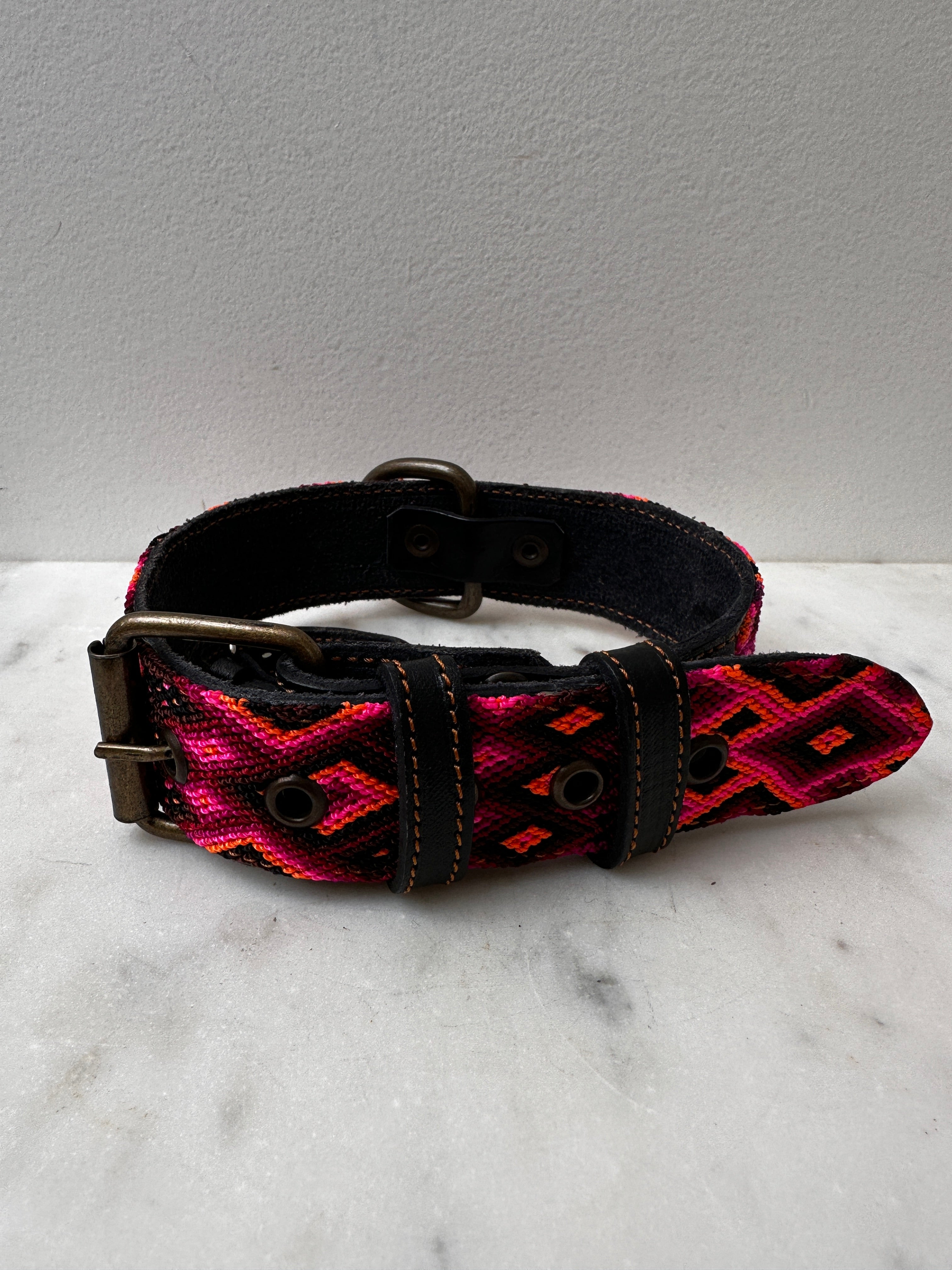 Future Nomads Homewares One Size Huichol Embroidered Wide Dog Collar M4