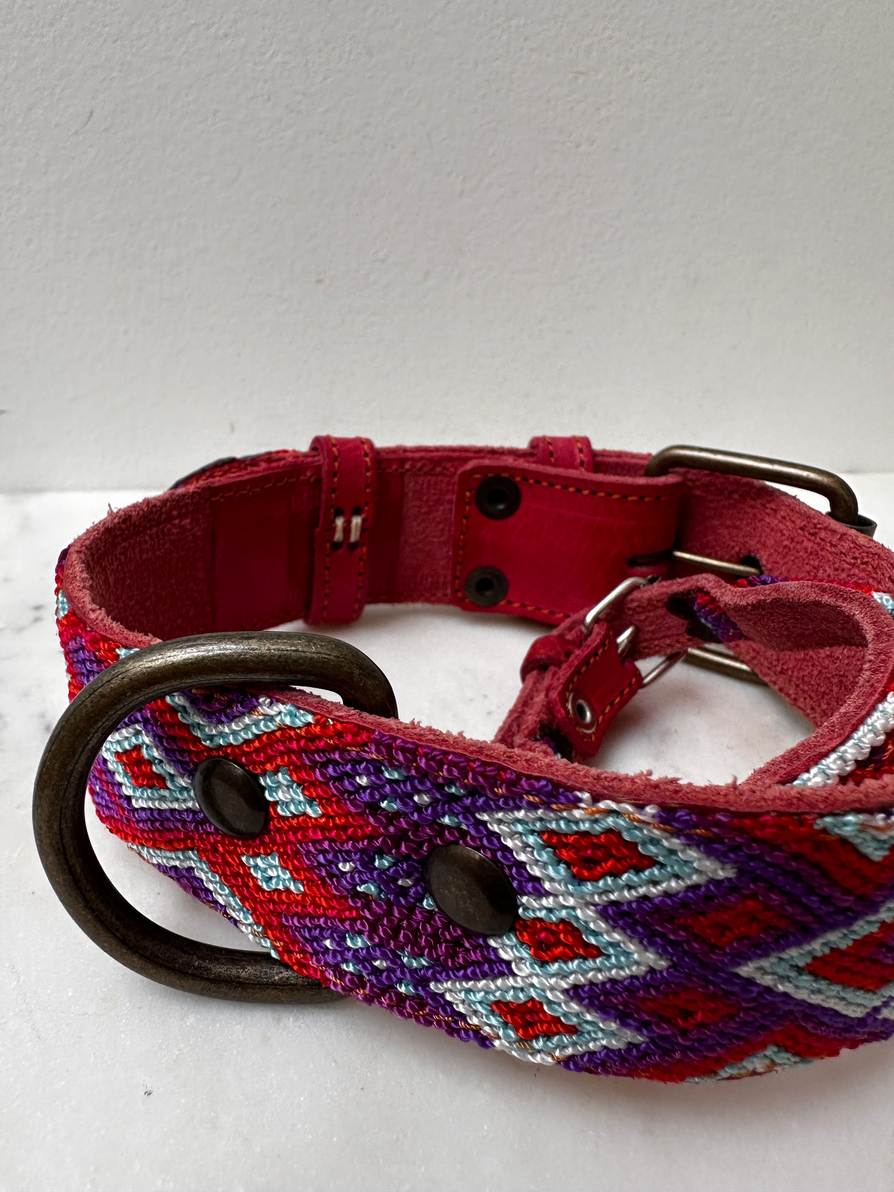 Huichol Embroidered Wide Dog Collar M5 | Homewares