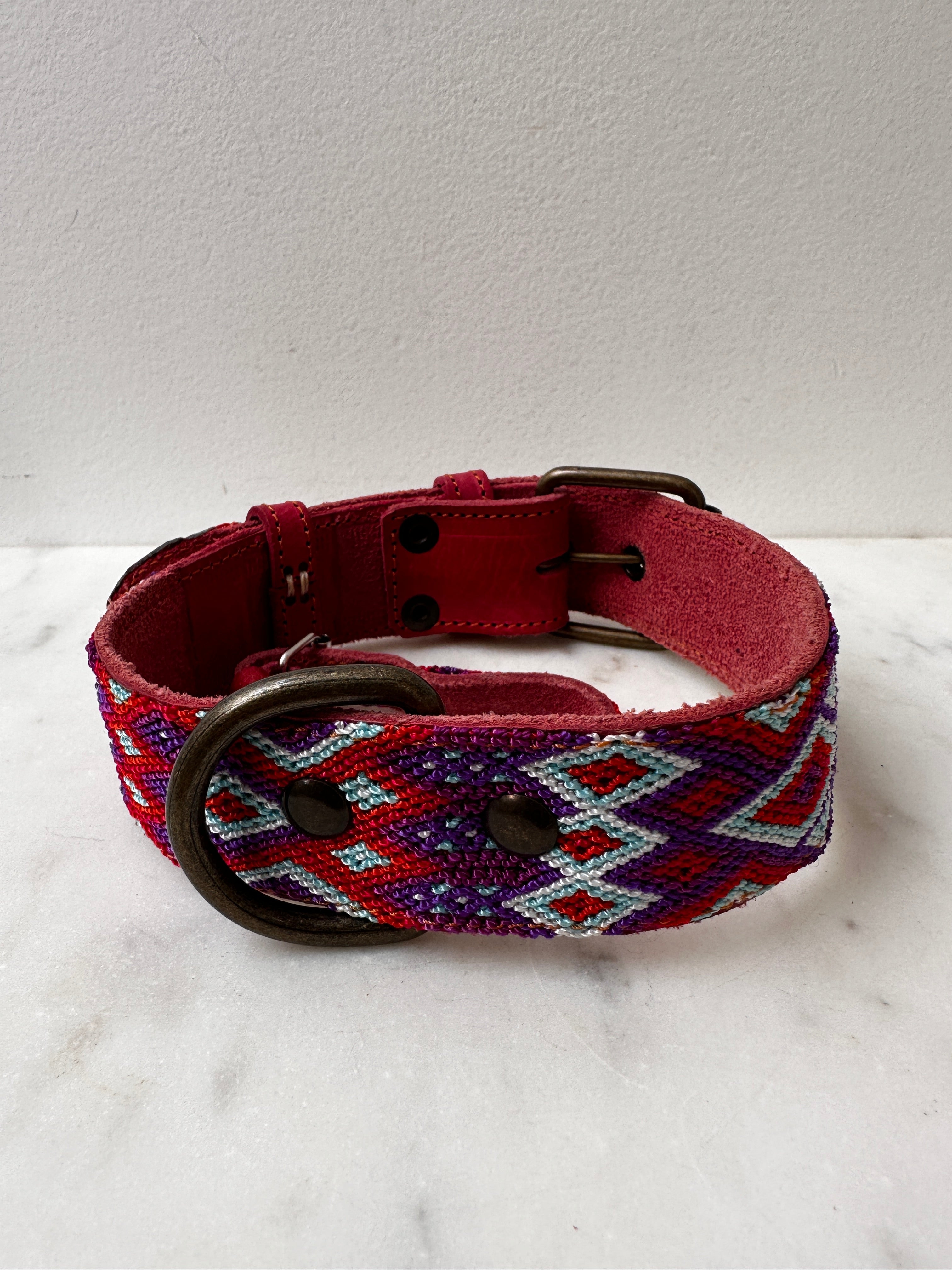 Huichol Embroidered Wide Dog Collar M5 | Homewares