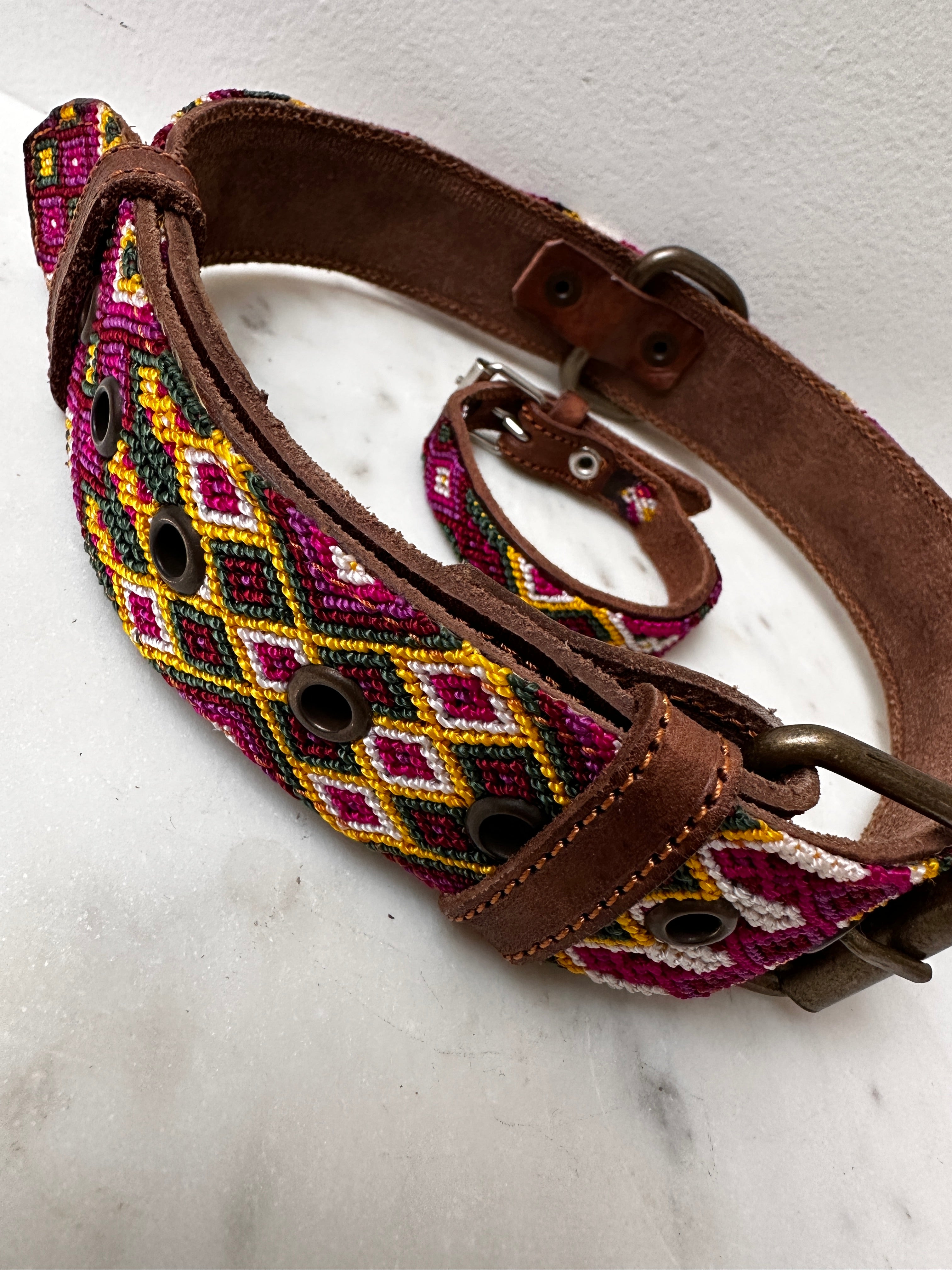 Huichol Embroidered Wide Dog Collar XL1 | Homewares