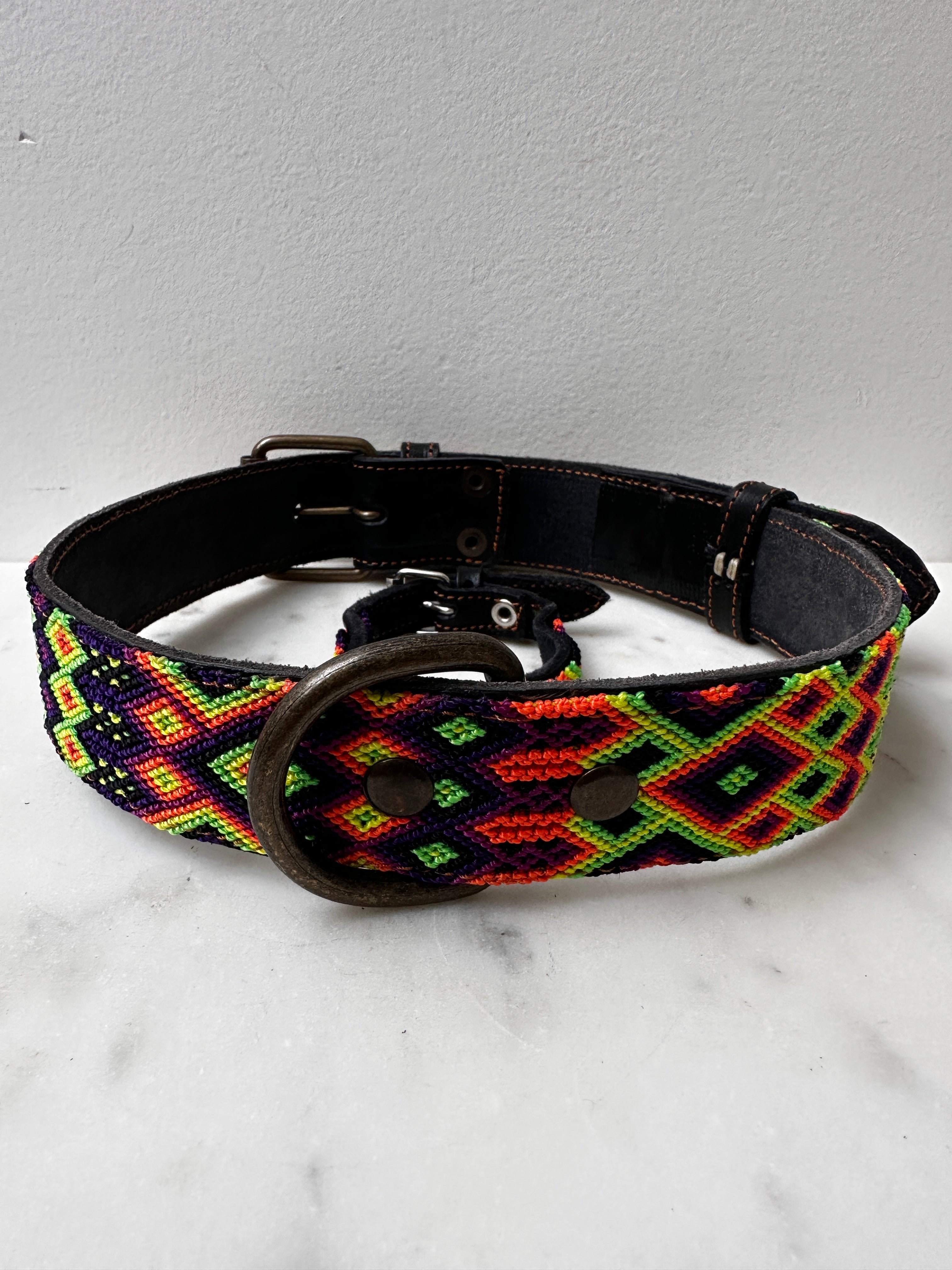 Future Nomads Homewares One Size Huichol Embroidered Wide Dog Collar XL2