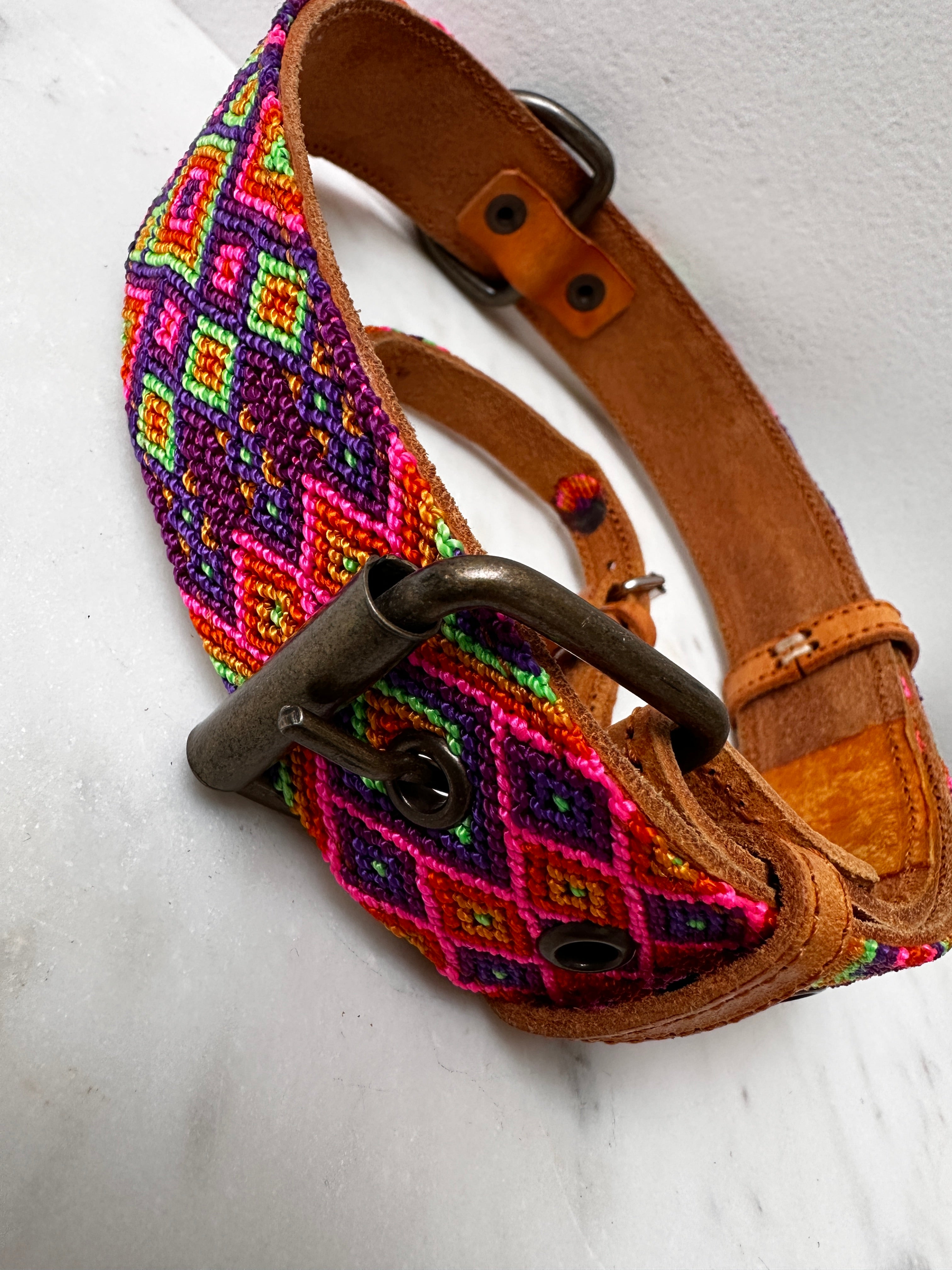 Future Nomads Homewares One Size Huichol Embroidered Wide Dog Collar XL6