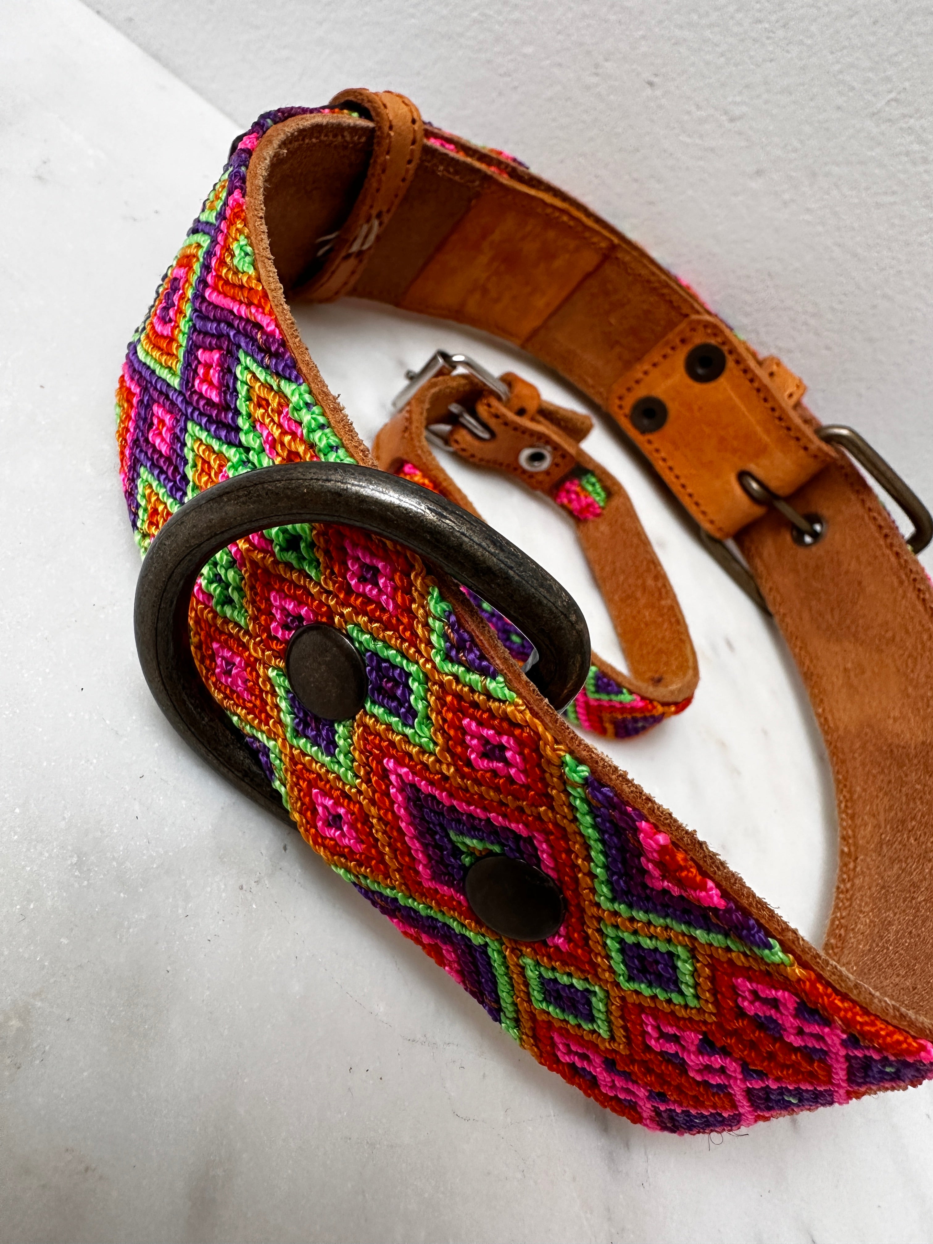 Future Nomads Homewares One Size Huichol Embroidered Wide Dog Collar XL6