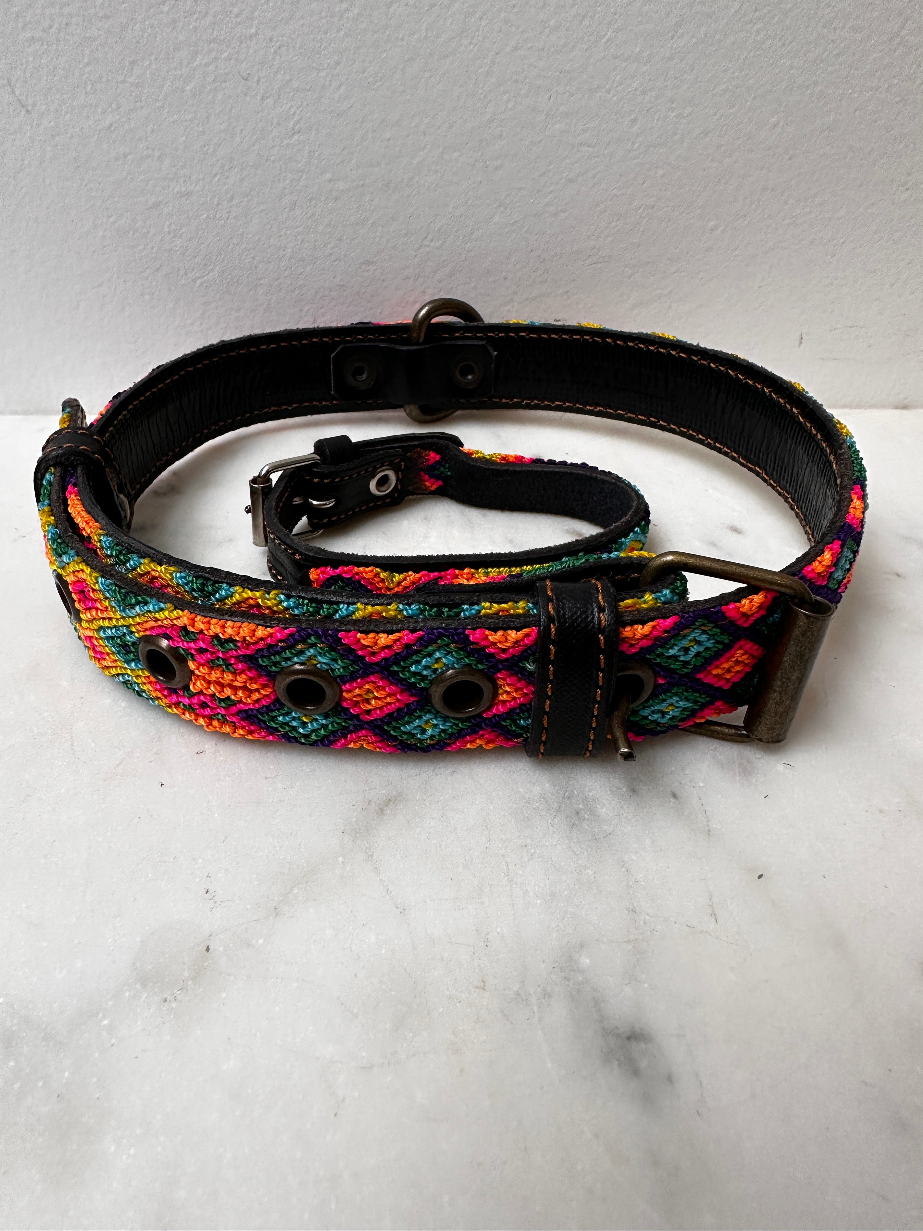 Future Nomads Homewares One Size Huichol Fully Embroidered Dog Collar L1