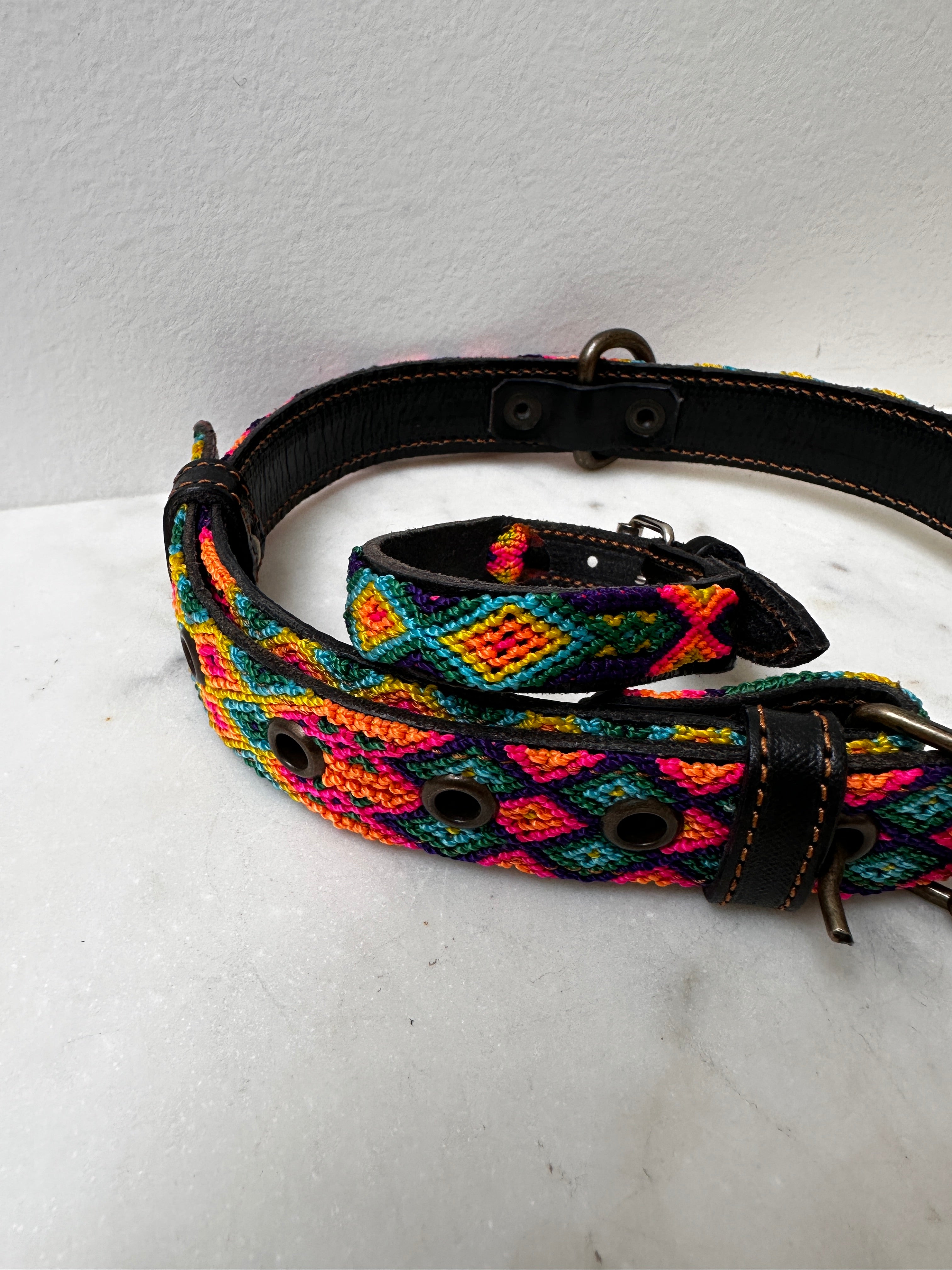 Future Nomads Homewares One Size Huichol Fully Embroidered Dog Collar L1