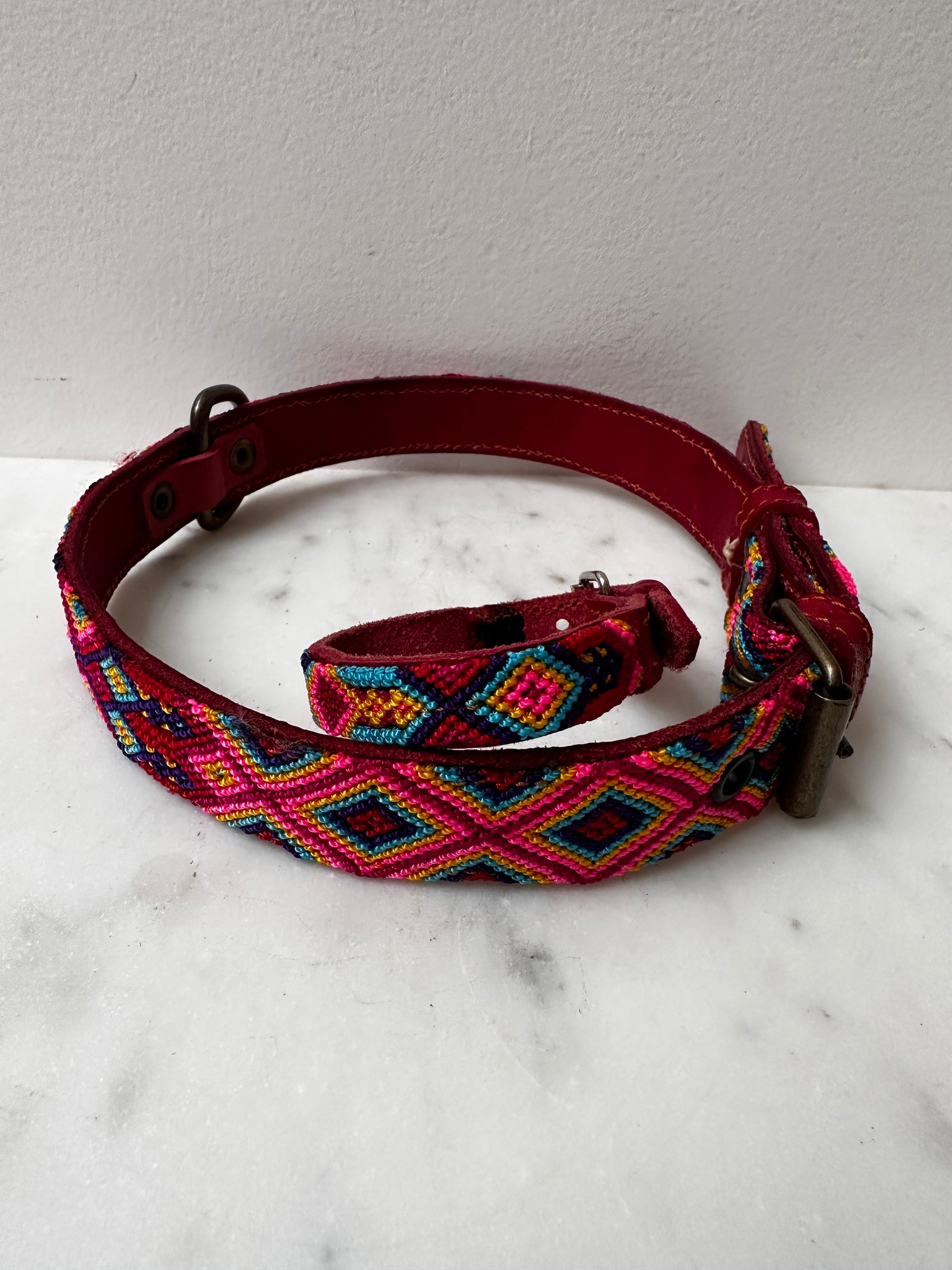 Future Nomads Homewares One Size Huichol Fully Embroidered Dog Collar L10
