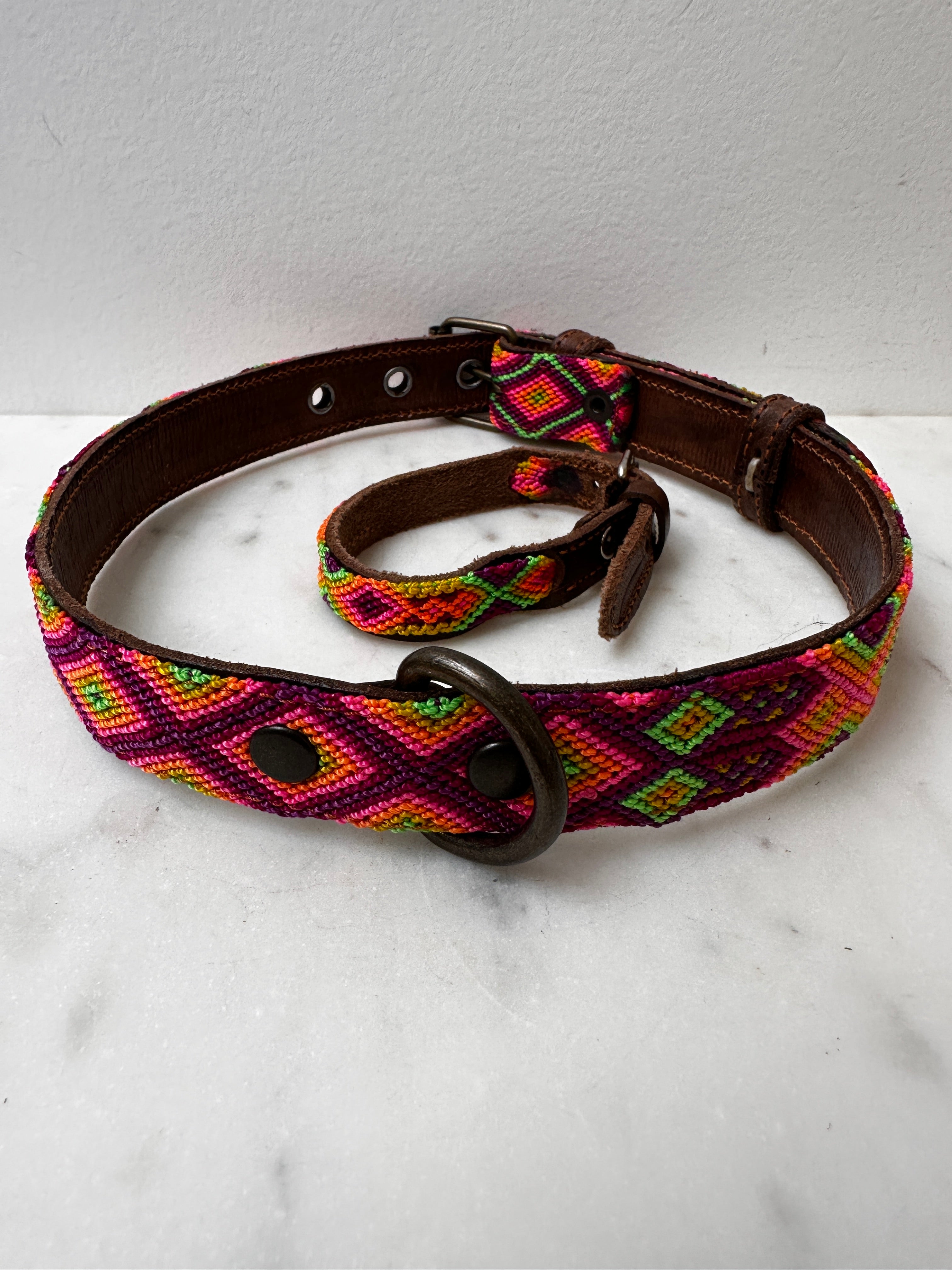 Future Nomads Homewares One Size Huichol Fully Embroidered Dog Collar L3