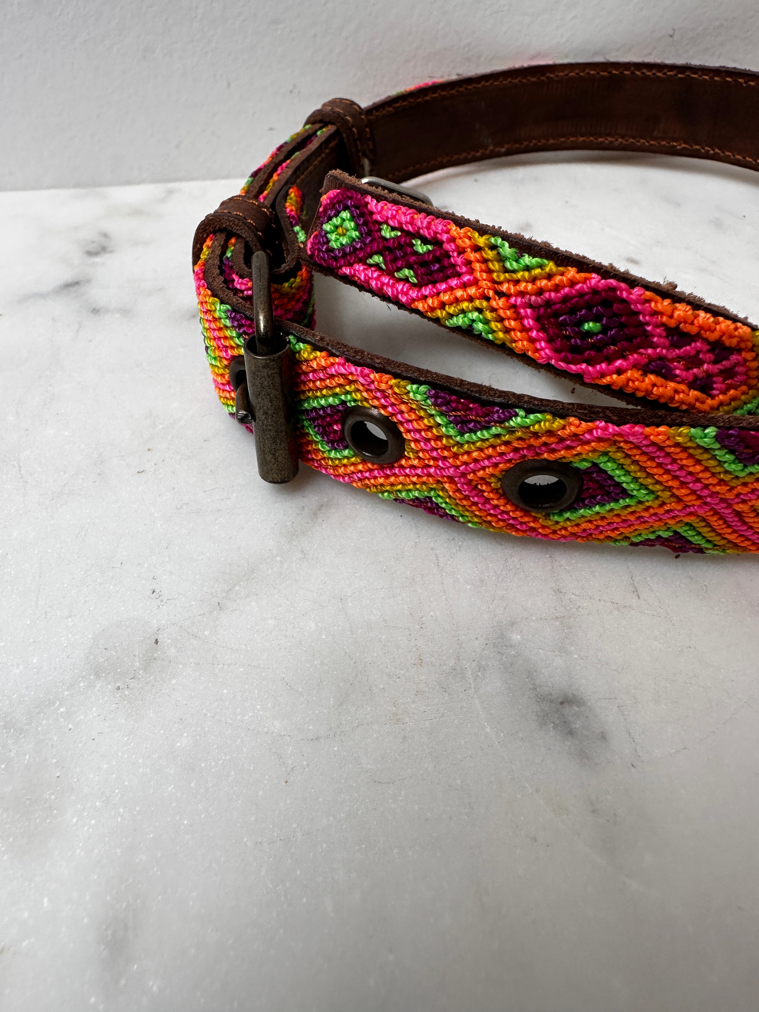 Future Nomads Homewares One Size Huichol Fully Embroidered Dog Collar L3