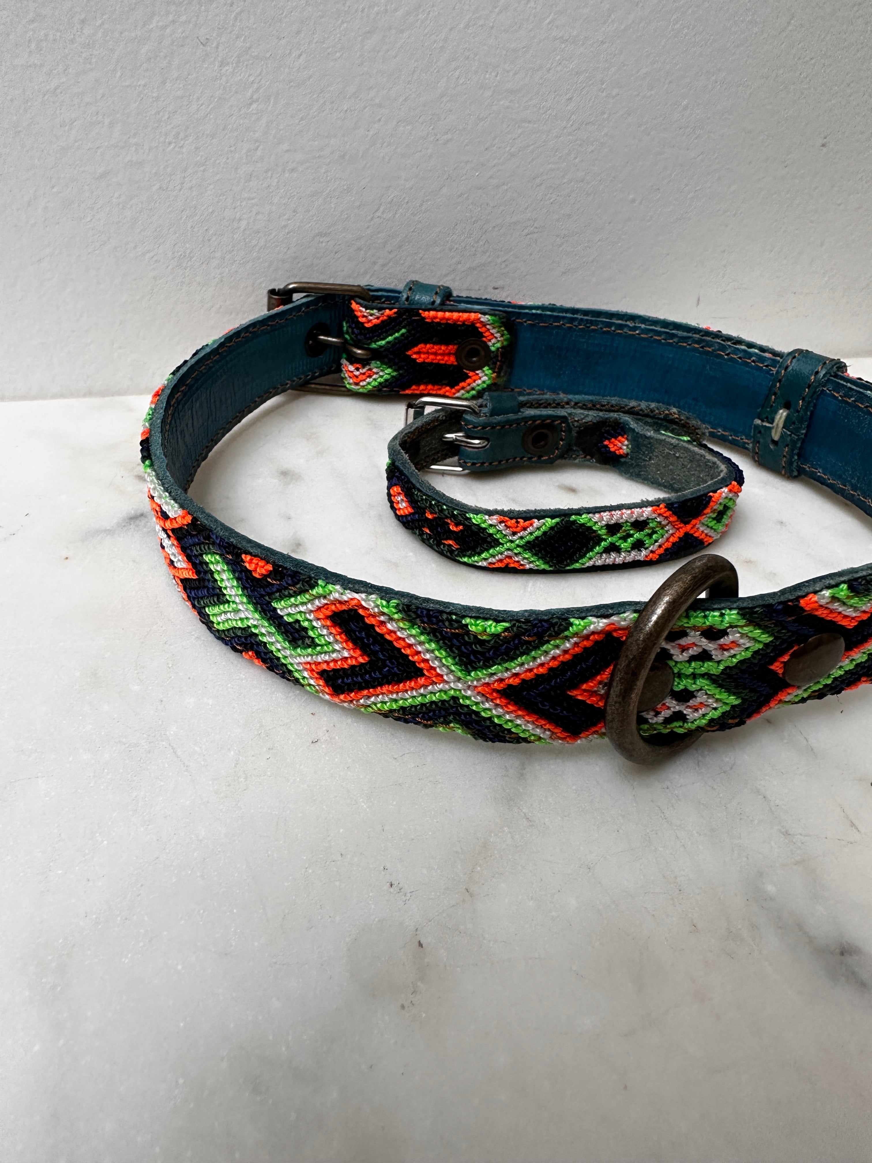 Future Nomads Homewares One Size Huichol Fully Embroidered Dog Collar L4