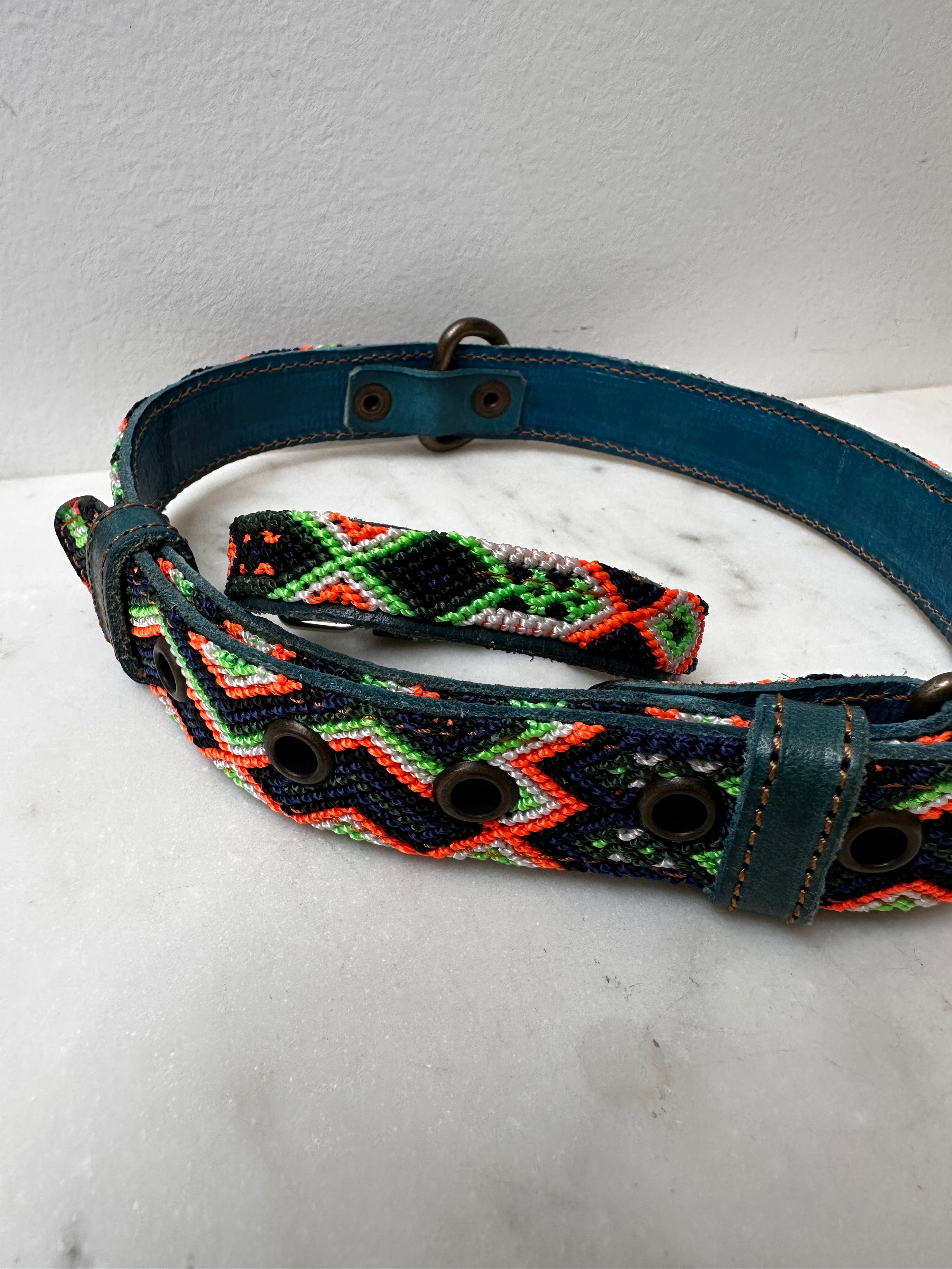 Future Nomads Homewares One Size Huichol Fully Embroidered Dog Collar L4