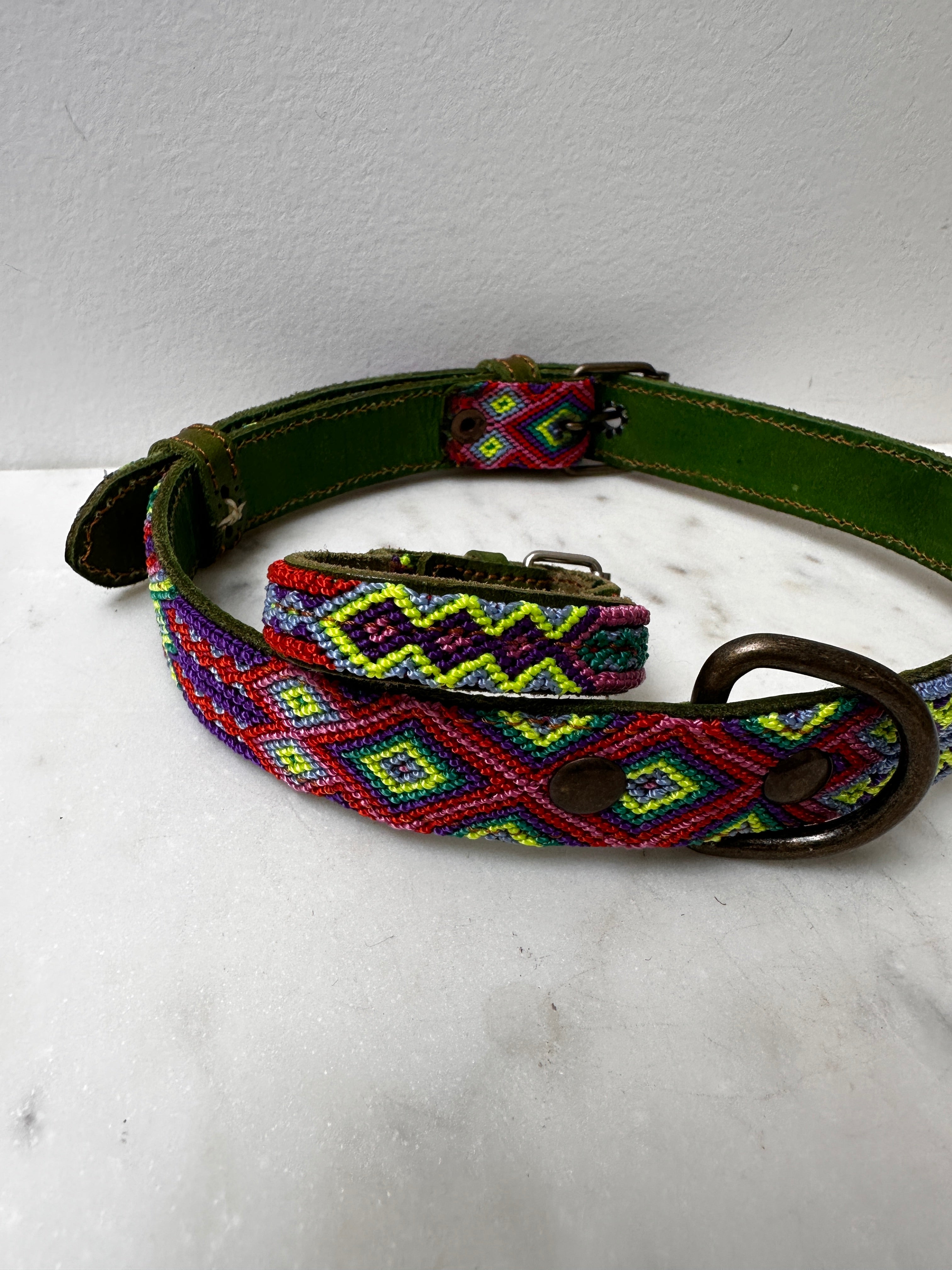 Future Nomads Homewares One Size Huichol Fully Embroidered Dog Collar L5