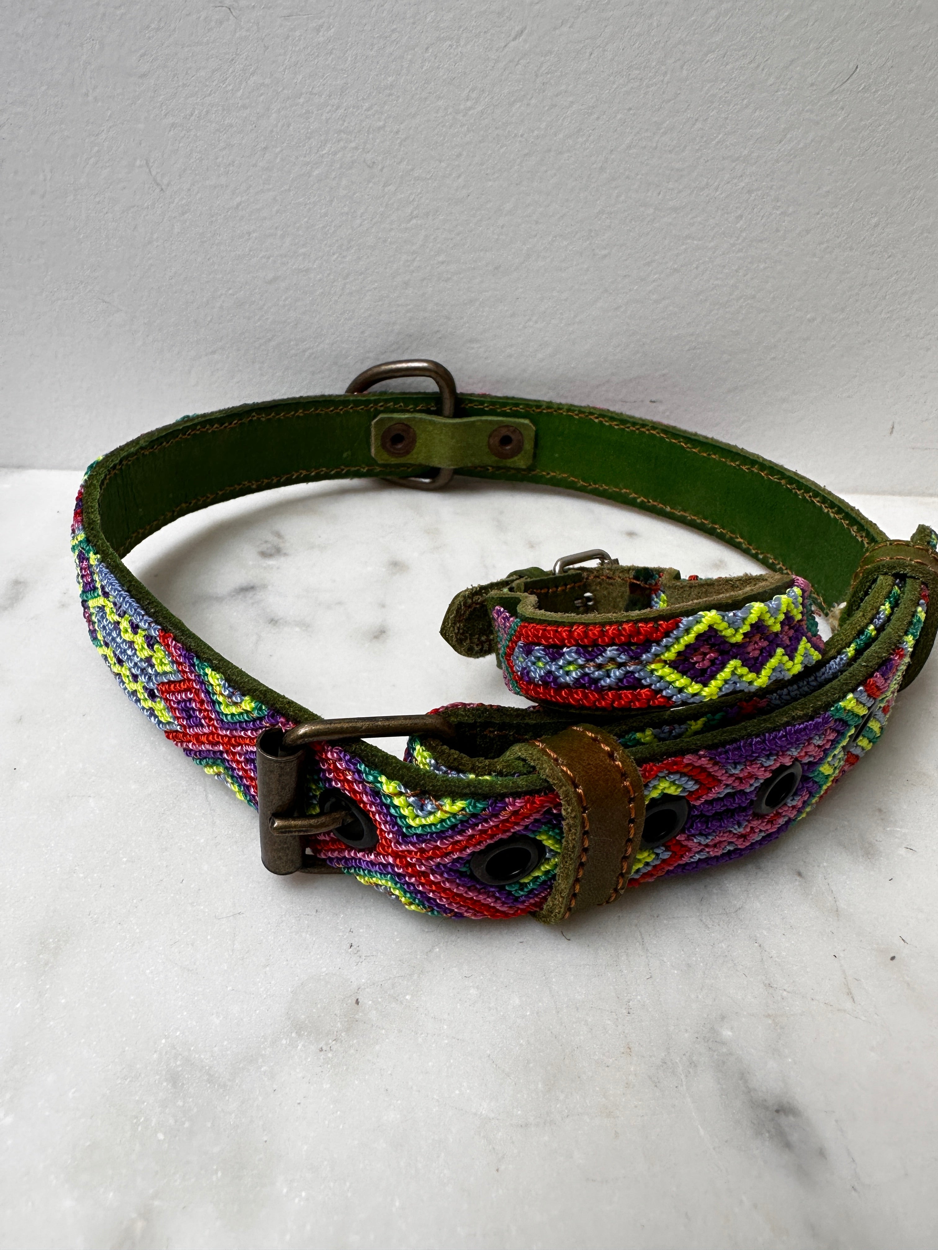 Future Nomads Homewares One Size Huichol Fully Embroidered Dog Collar L5