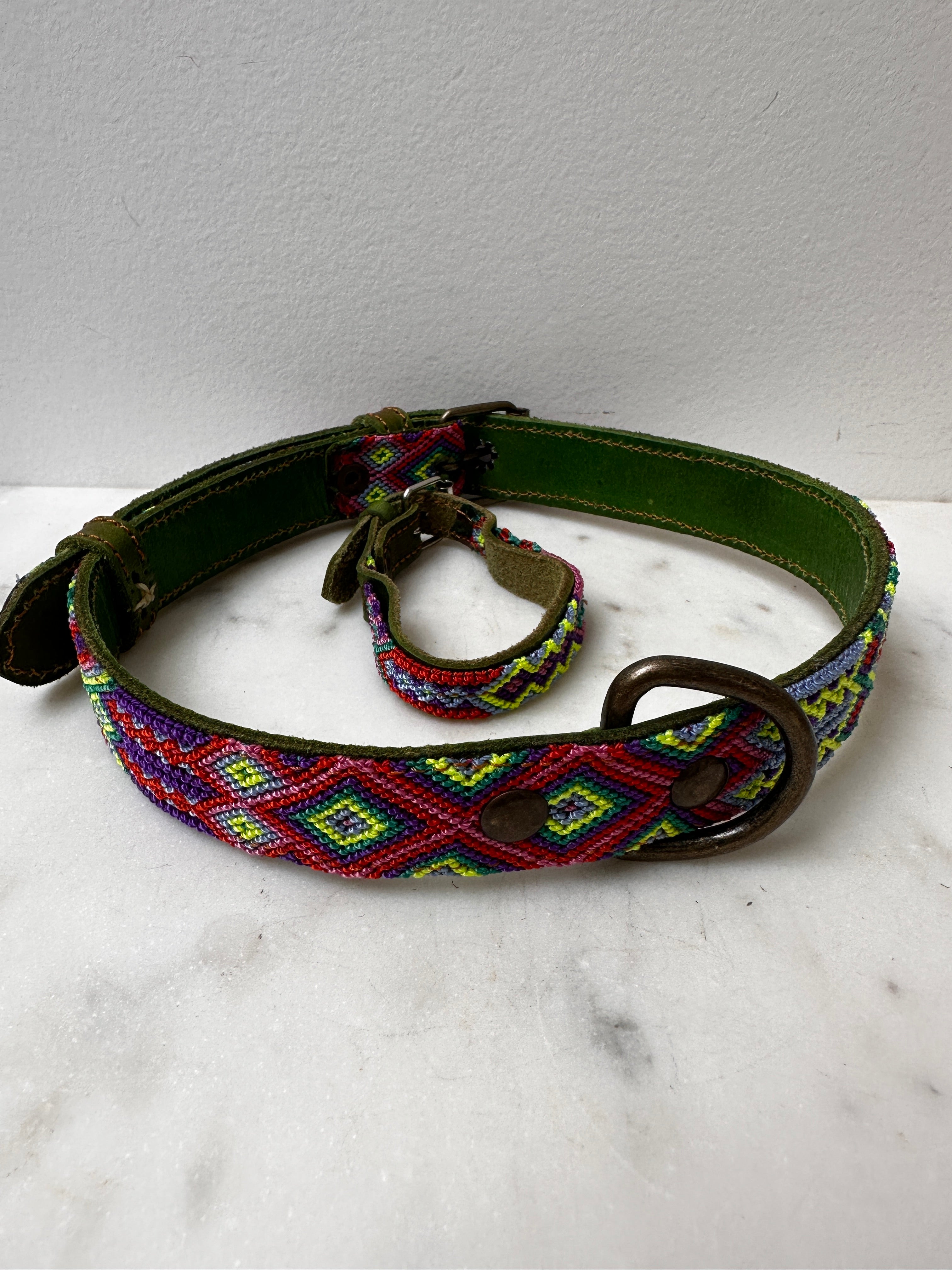 Future Nomads Homewares One Size Huichol Fully Embroidered Dog Collar L5