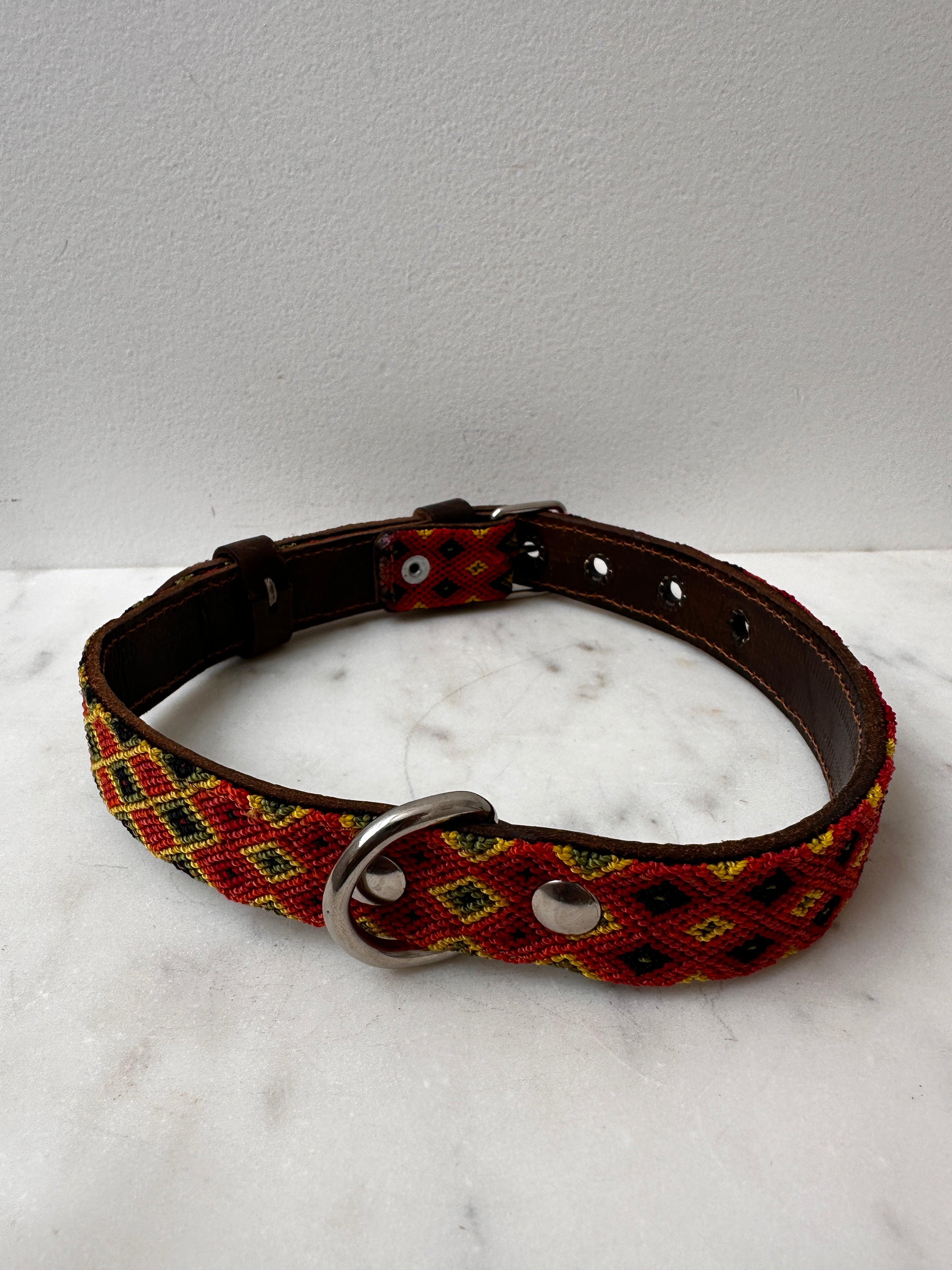 Future Nomads Homewares One Size Huichol Fully Embroidered Dog Collar L7