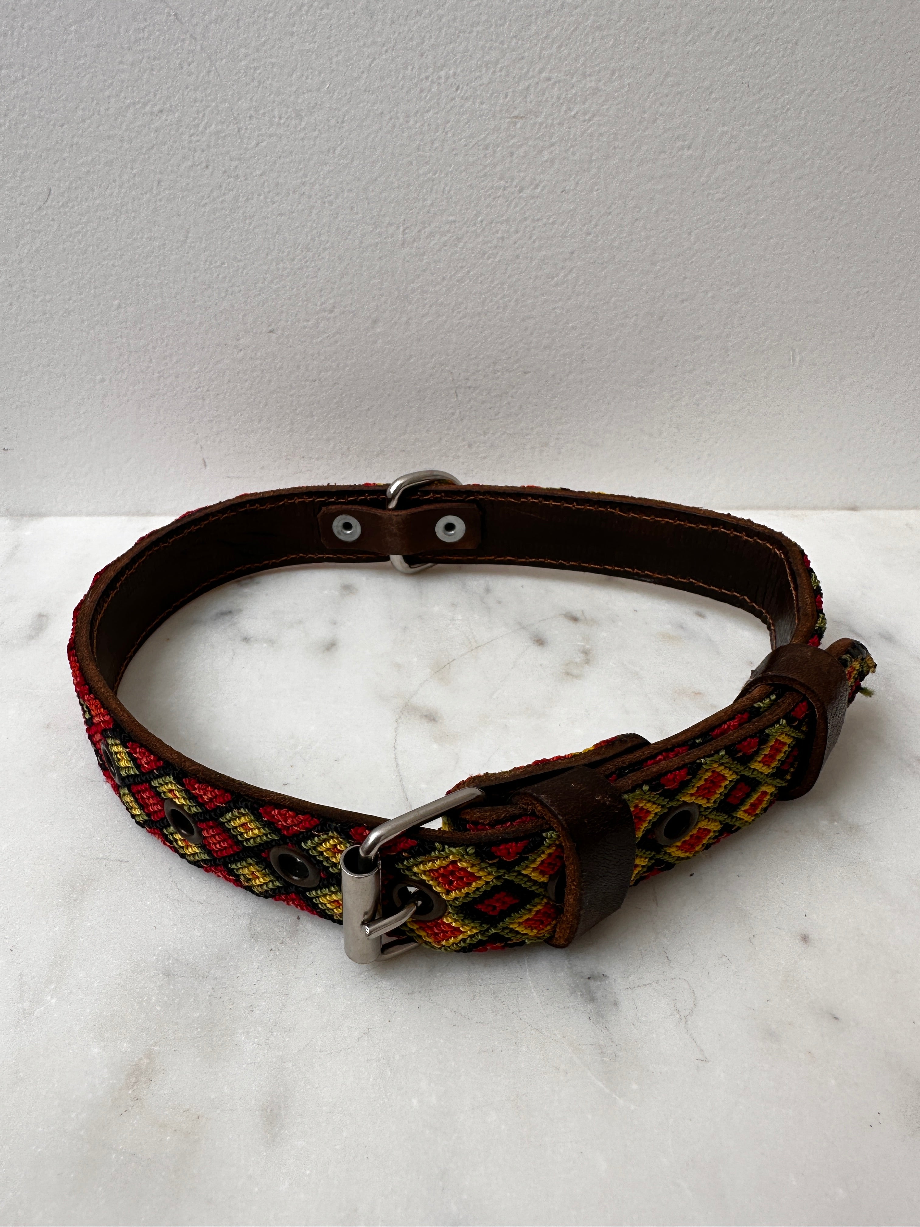 Future Nomads Homewares One Size Huichol Fully Embroidered Dog Collar L7